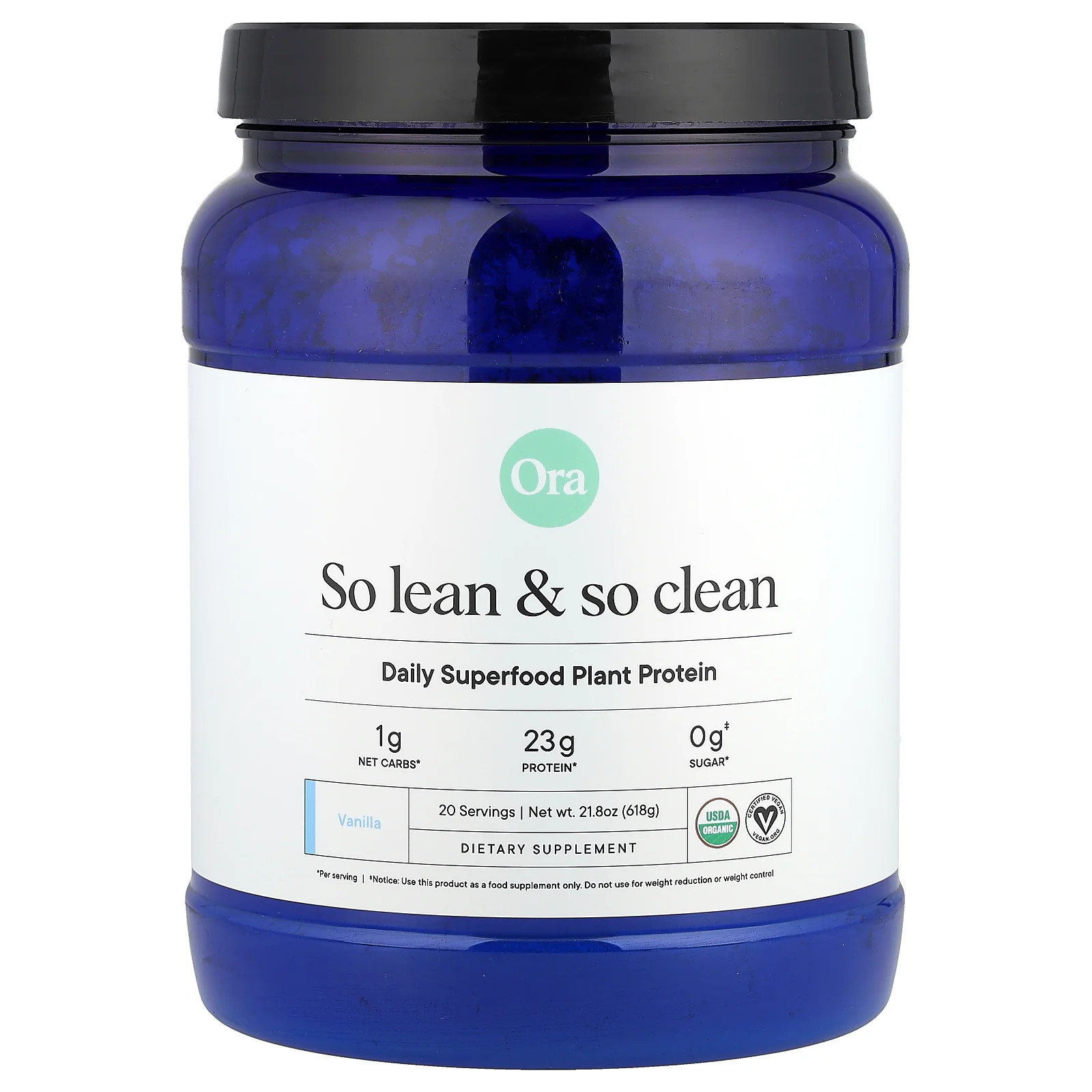 2 X Ora, So Lean & So Clean, Daily Superfood Plant Protein, Vanilla, 21.8 oz (6