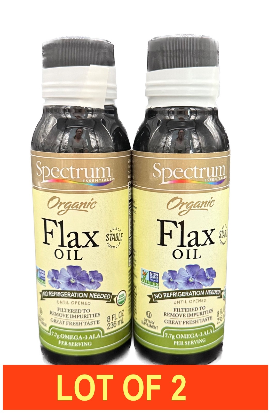 Spectrum Organic Flax Oil Shelf Stable Omega-3 High Quality 2 PACK – 8 FL OZ @