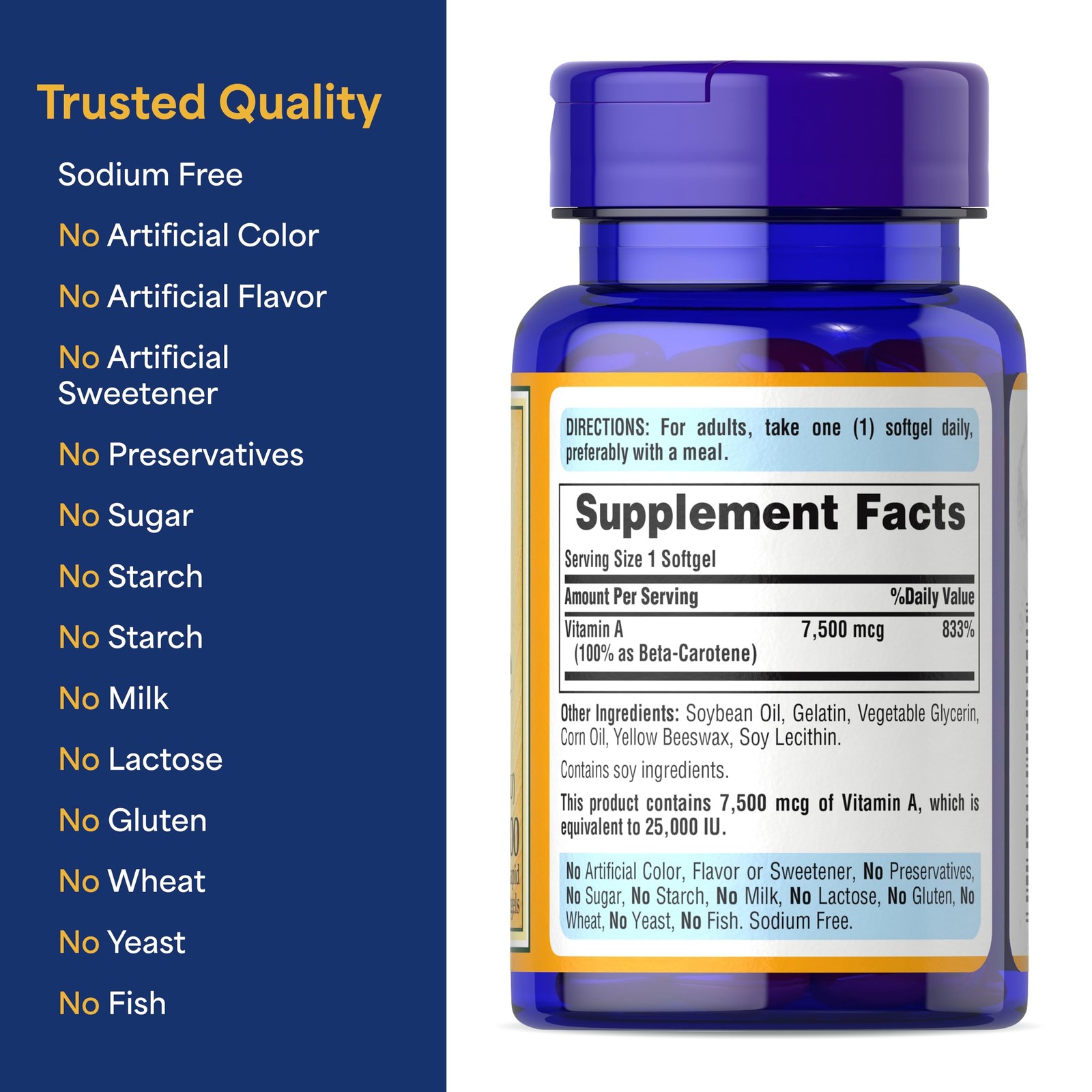 Puritan’s Pride Beta Carotene Provitamin A 100 count (Pack of 1), N/a