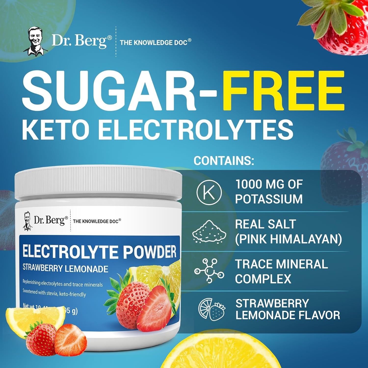 Electrolyte Powder – Strawberry Lemonade Hydration Powder, 50 Servings