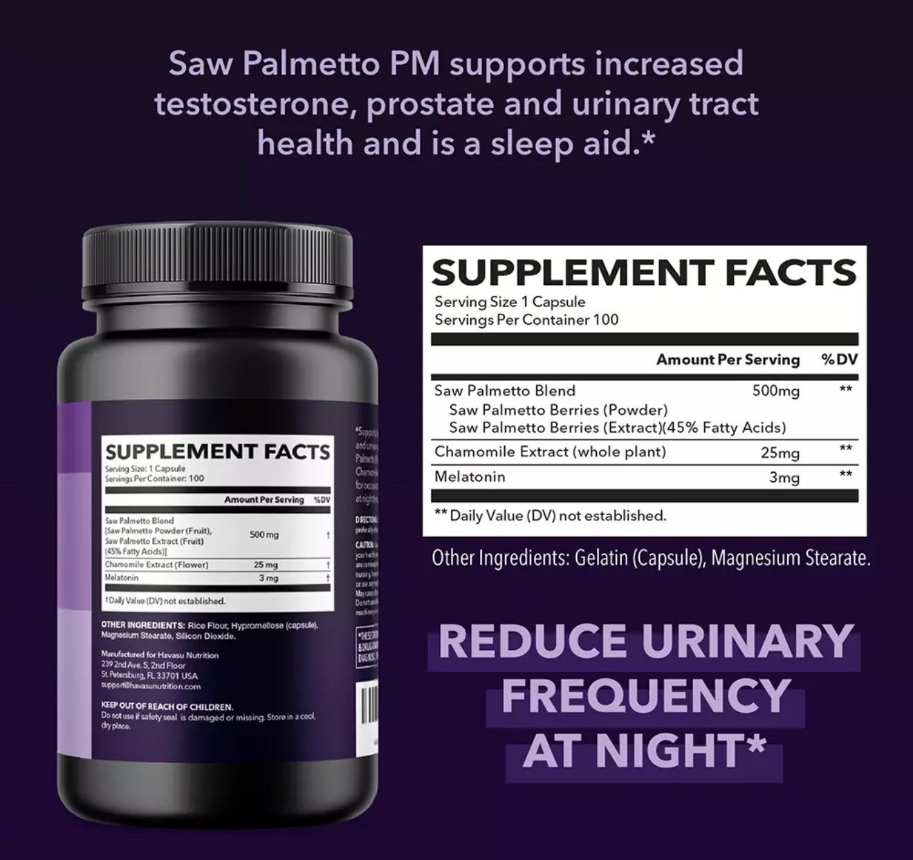 Saw Palmetto PM Prostate Supplements Urinary Tract Support – Priced To Sell!