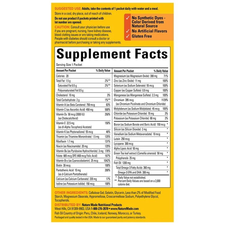 Nature Made Daily Diabetic Health Pack 60 Packets