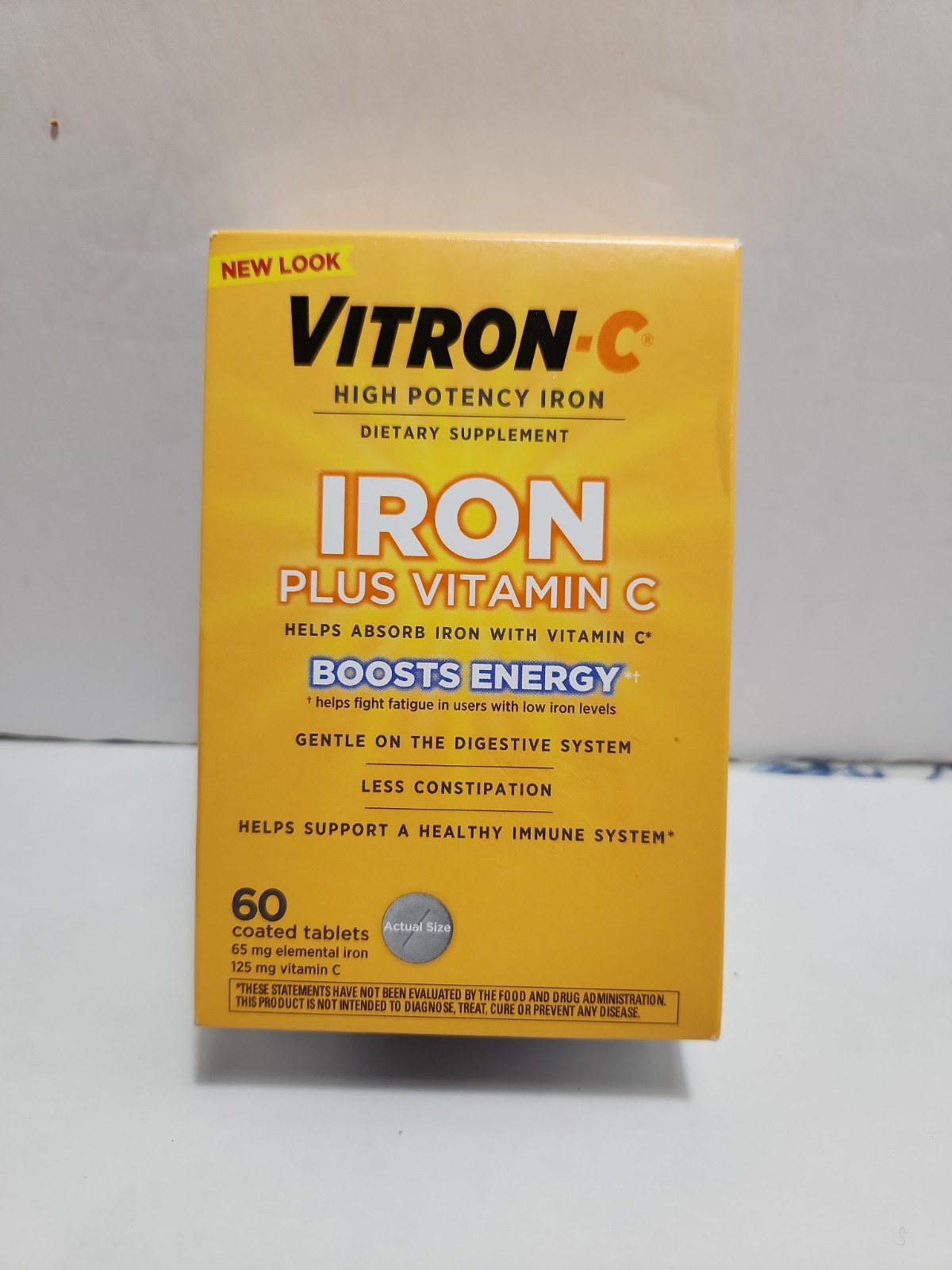 Vitron-C High Potency Iron Supplement with Vitamin C, 60 Count Exp 9/26