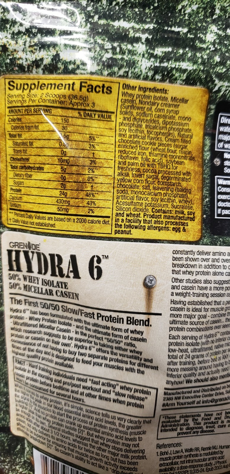 5 Packs GRENADE Hydra 6 – Cookie Chaos – 3 Servs x 5 bags = 15 Total – 3/2025