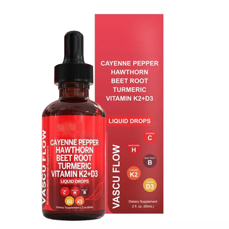 Cayenne Pepper Hawthorn Beet Root Turmeric Vitamin K2+D3 Liquid Drops 60ML Pro
