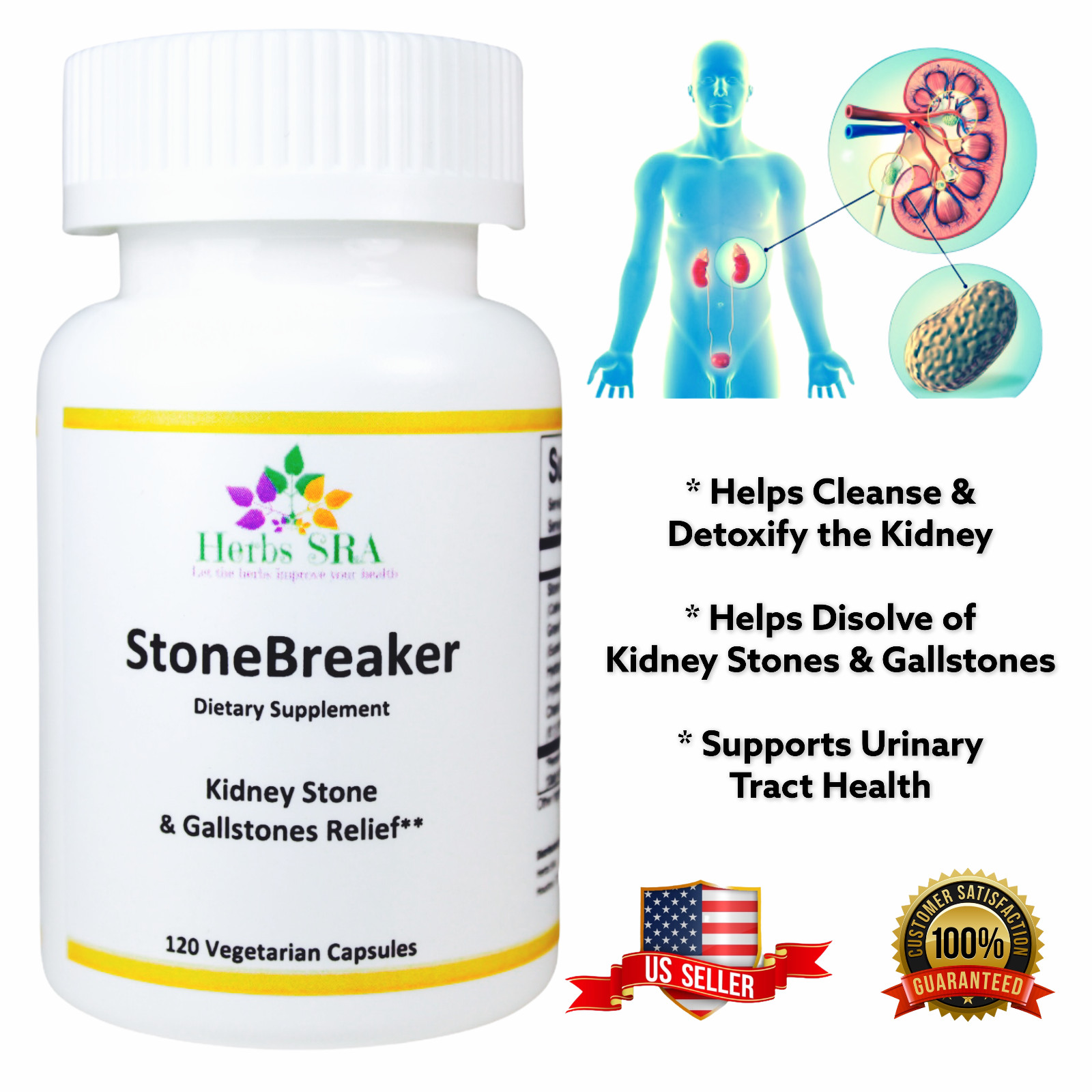 STONE ROOT, GRAVEL ROOT, HYDRANGEA ROOT, 120 Capsules, Kidney Stone Crusher,