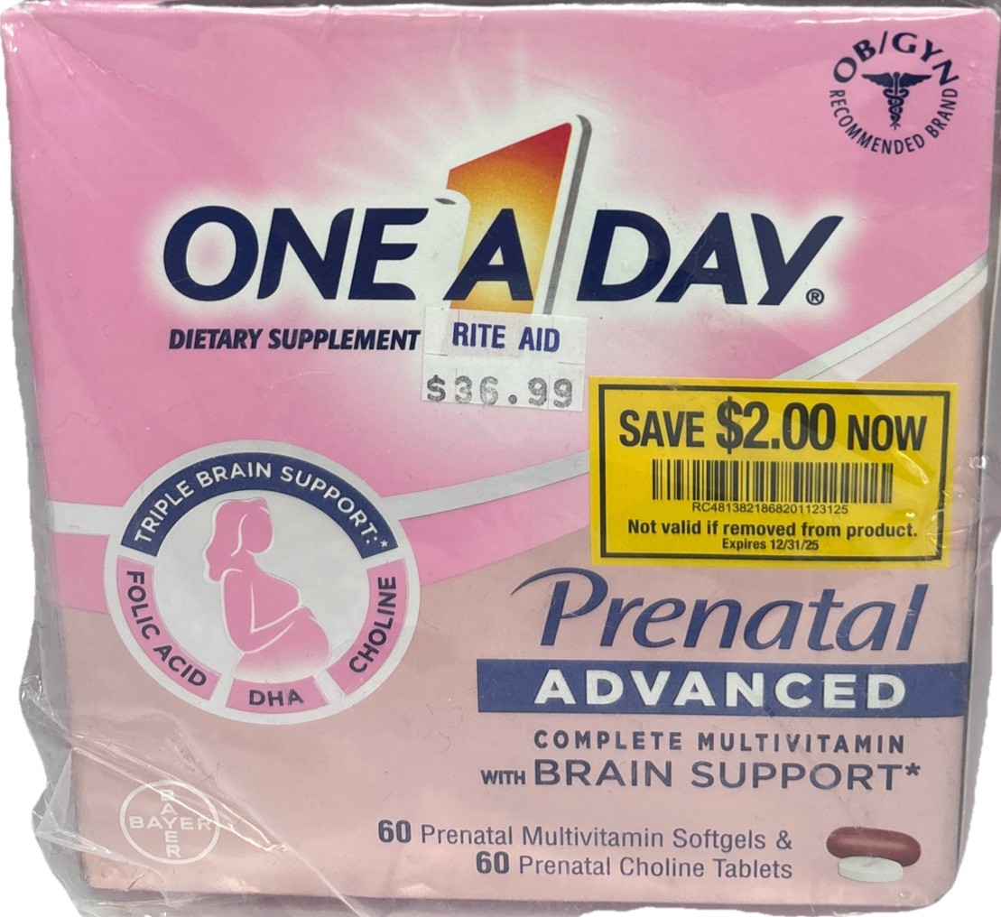 One A Day Advanced Prenatal Multivitamin W/ Choline—See Below—Ships In 24 Hours—
