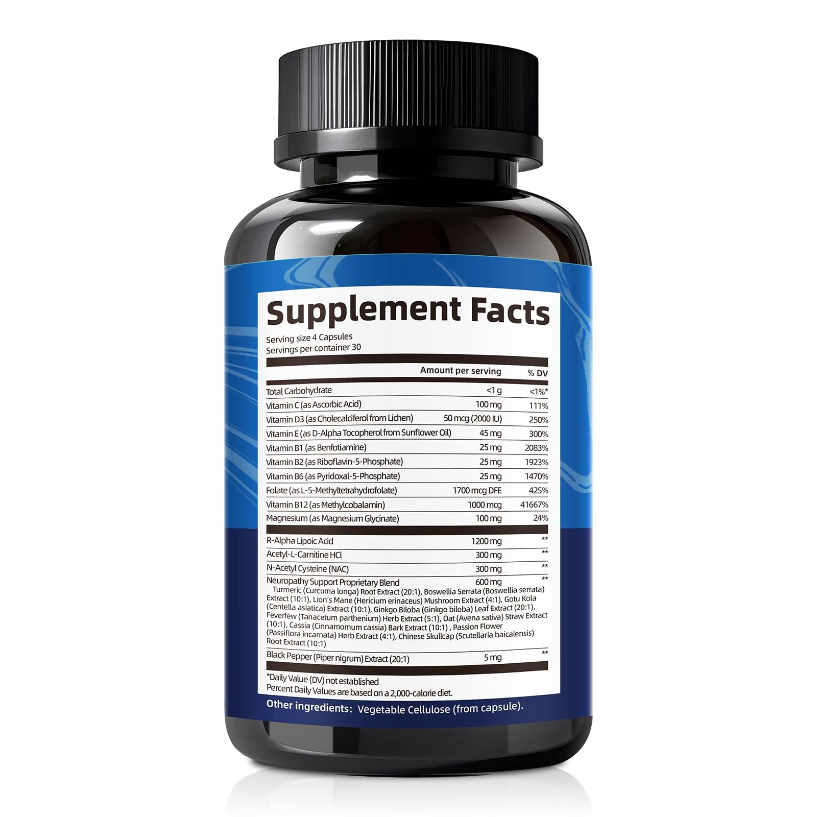Nerve & Peripheral Neuropathy Support Supplement with 1200mg R-Alpha Lipoic
