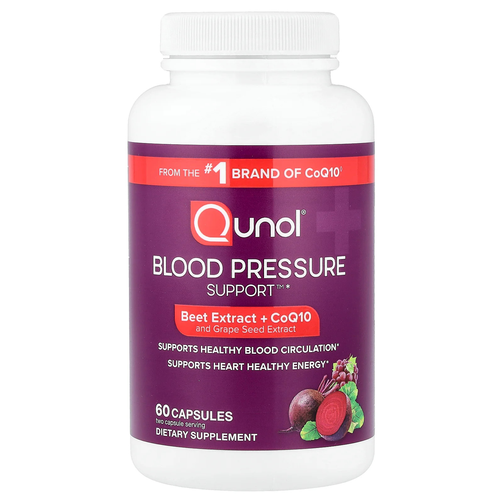 2 X Qunol, Blood Pressure Support, Beets Extract + CoQ10 and Grape Seed Extract
