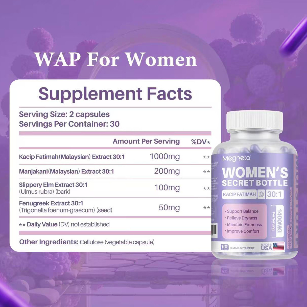 Women’S Secret Bottle-60 Tablets -Healthcare Kacip Fatimah 1000MG |Plus Includin