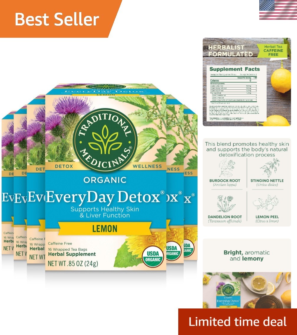 Herbal EveryDay Detox Tea – Bright Lemon Flavor in Compostable 96 Tea Bags