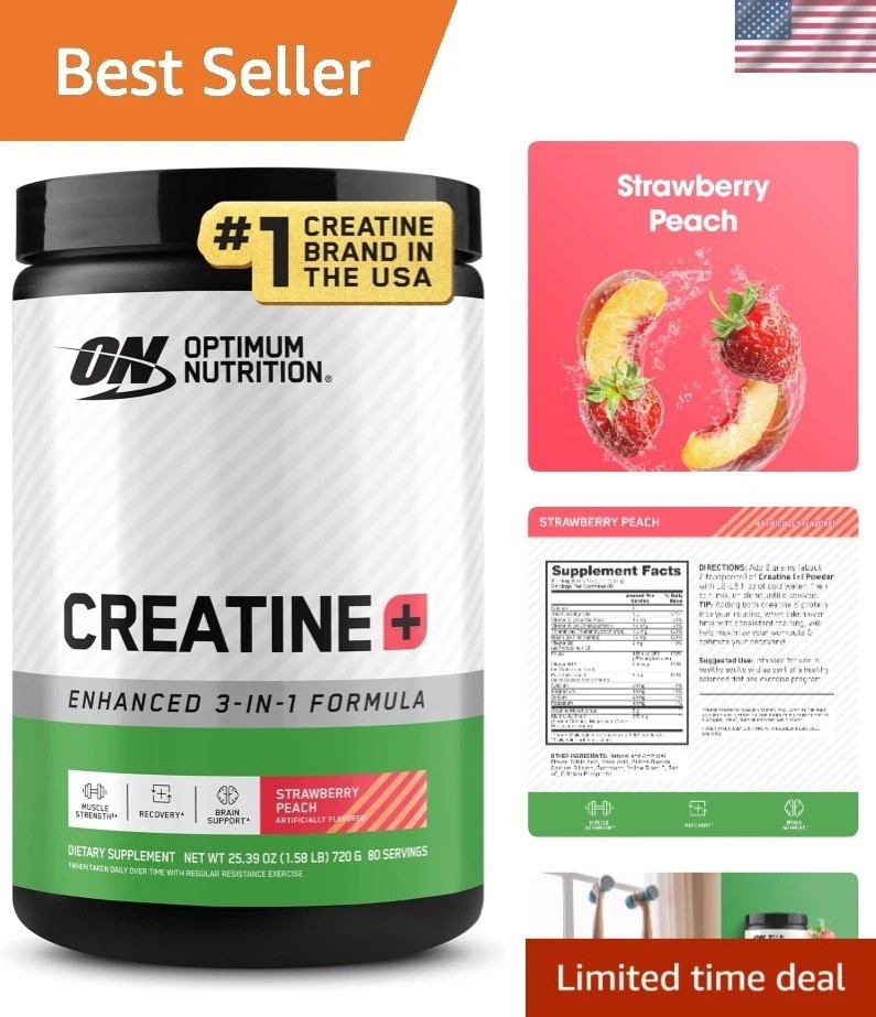 Strawberry Peach Creatine Monohydrate 720g – 80 Servings for Muscle Strength
