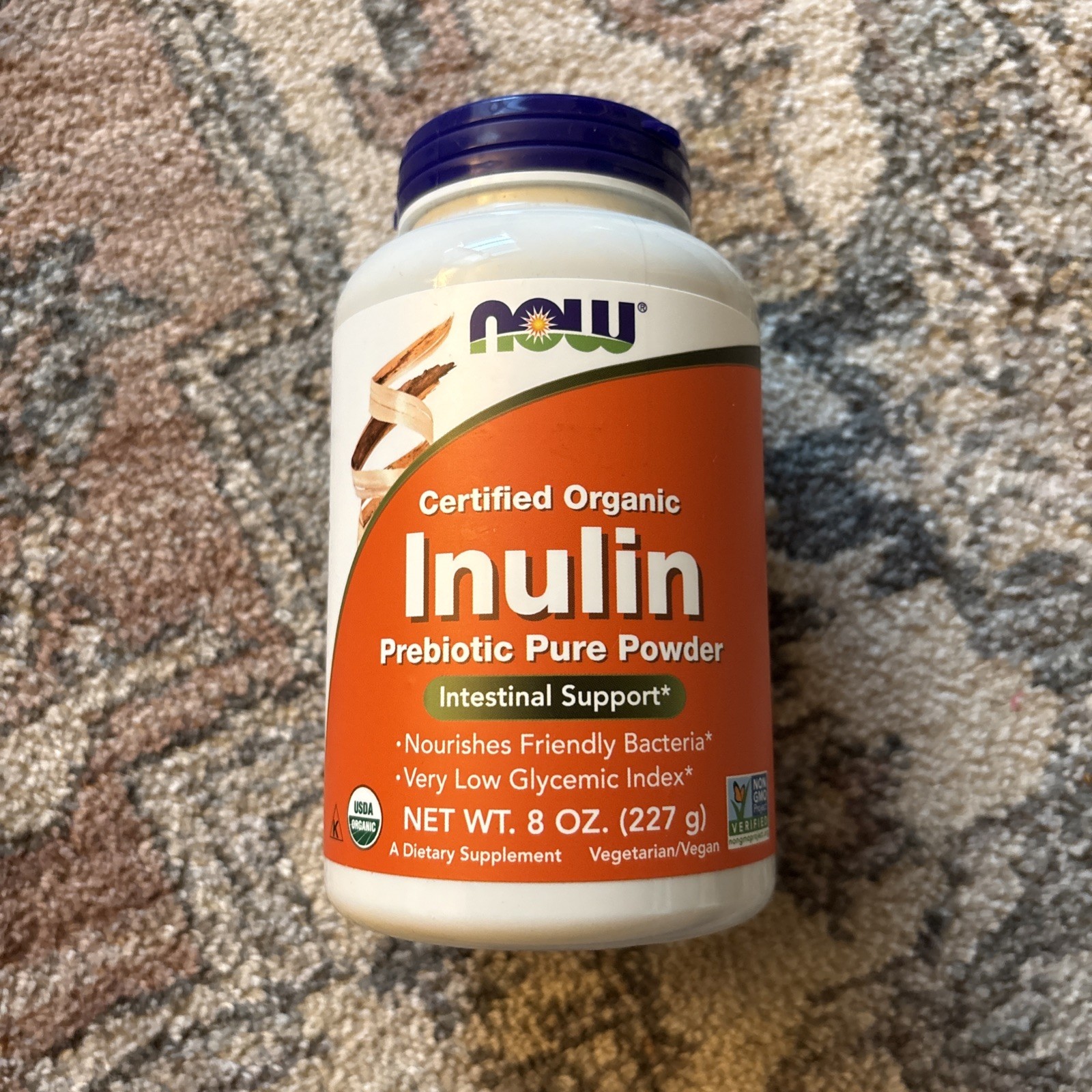 NOW FOODS Inulin Prebiotic Pure Powder Organic 8 oz Exp 01/29