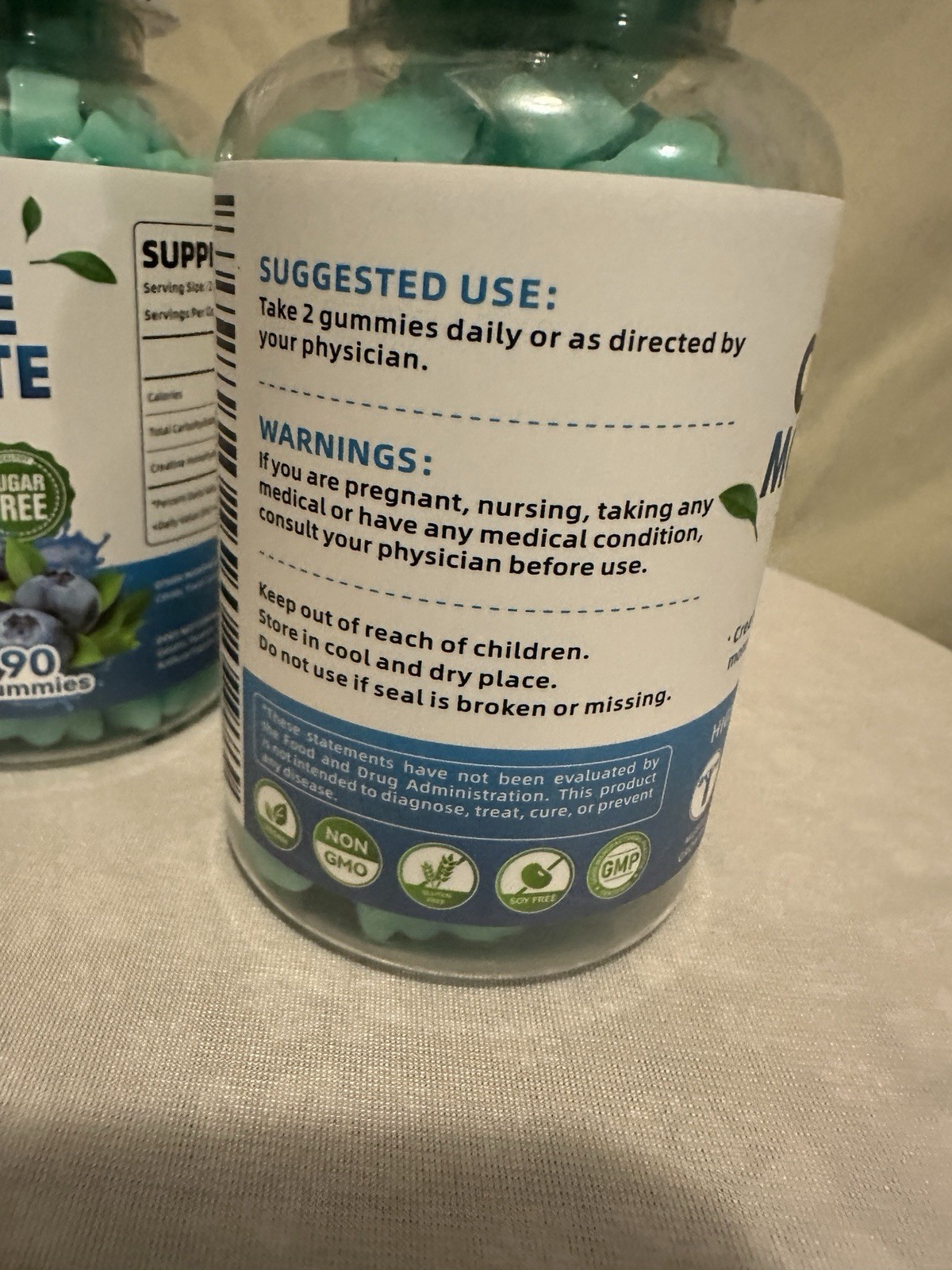 Creatine Monohydrate Gummies 5000mg Muscle Strength Energy Recovery (Blueberry)