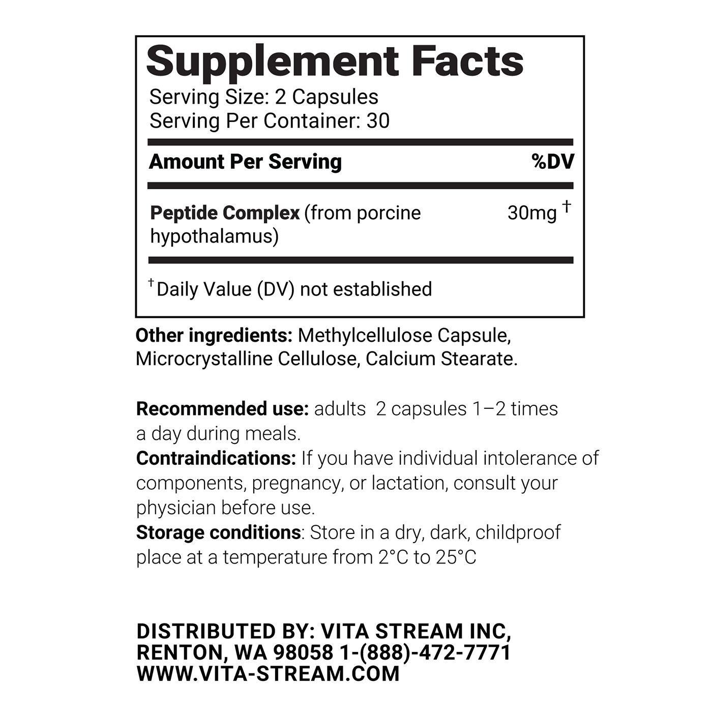 Hypotalen – Hypothalamus Peptide Bioregulator 30 & 60 Capsules – Free Shipping