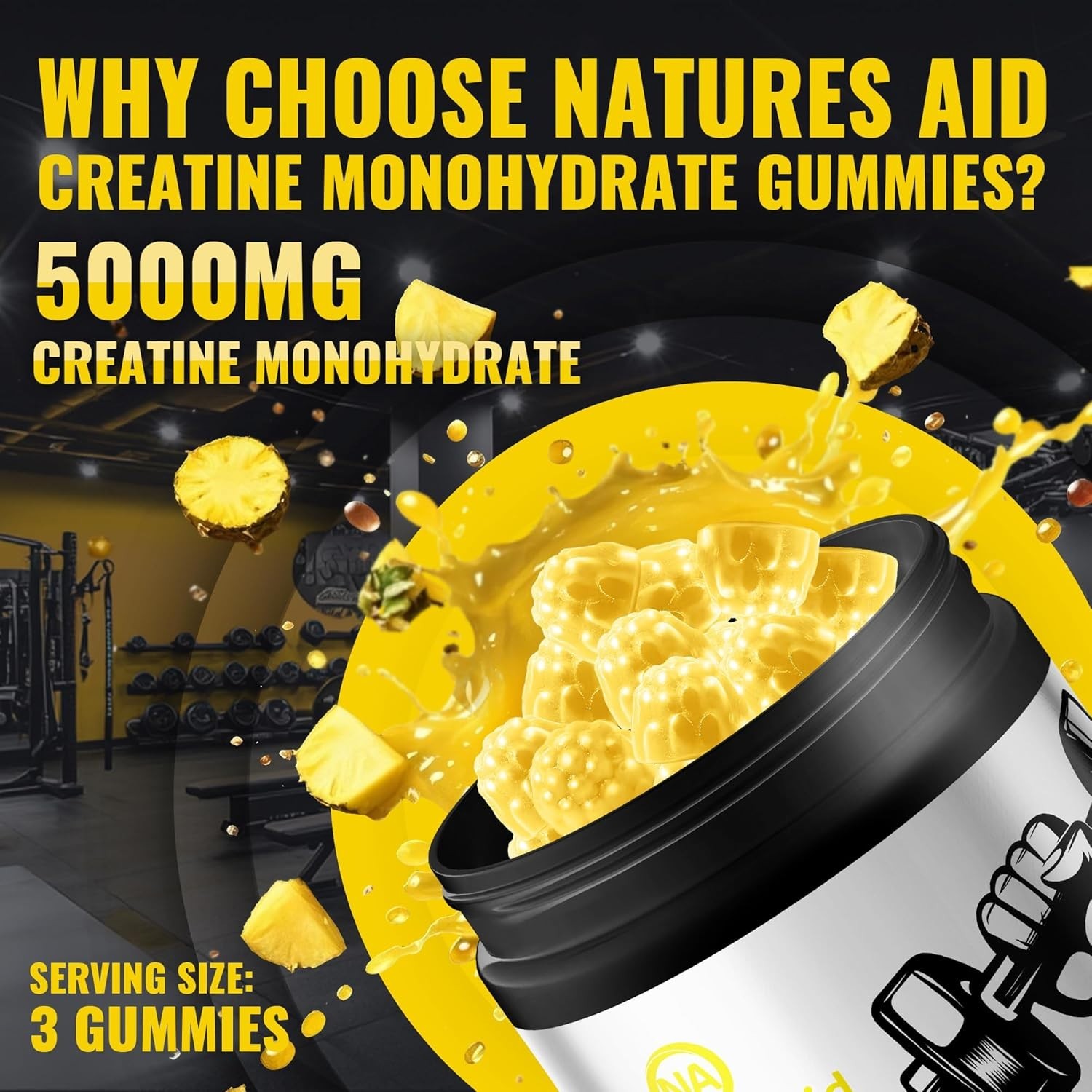 Certified Creatine Gummy 5g – Creatine Monohydrate Gummies – Pre-Workout Energy