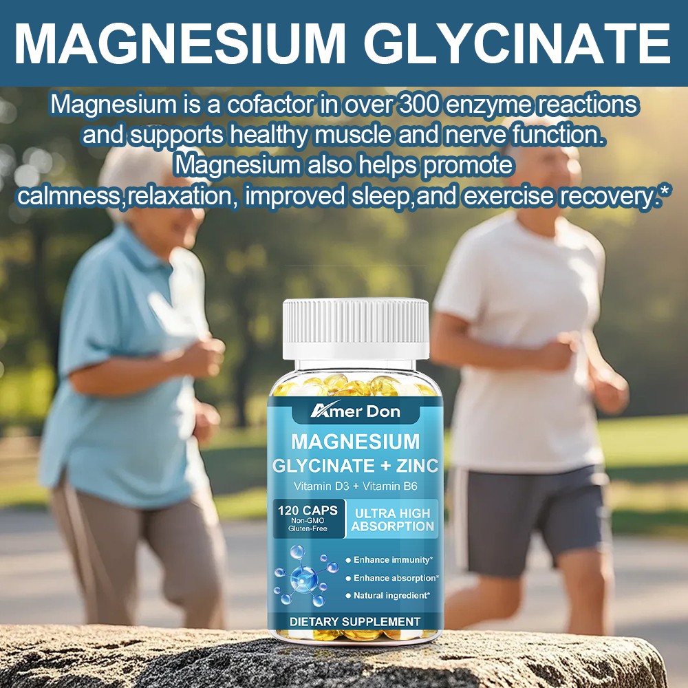 Magnesium Glycinate 500mg With Zinc,D3 Improved Sleep, Stress , Anxiety Relief