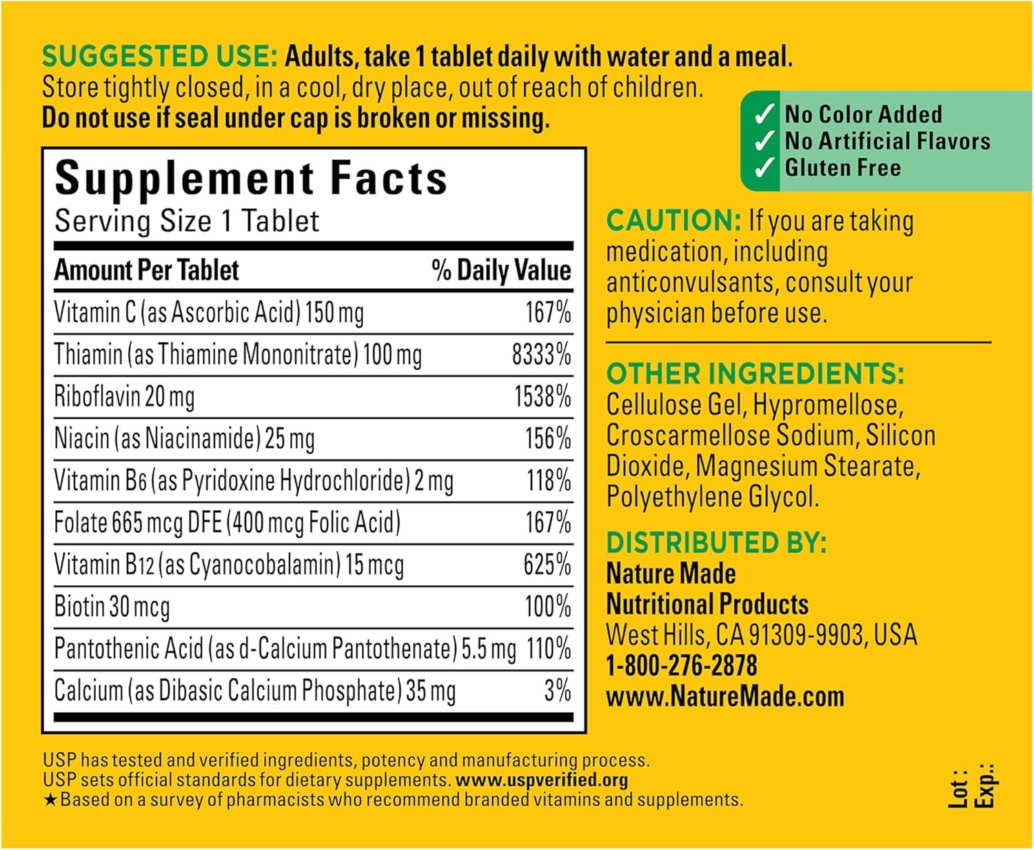 Nature Made Super B-Complex with Vitamin C & Folic Acid 140 tab. Energy Support