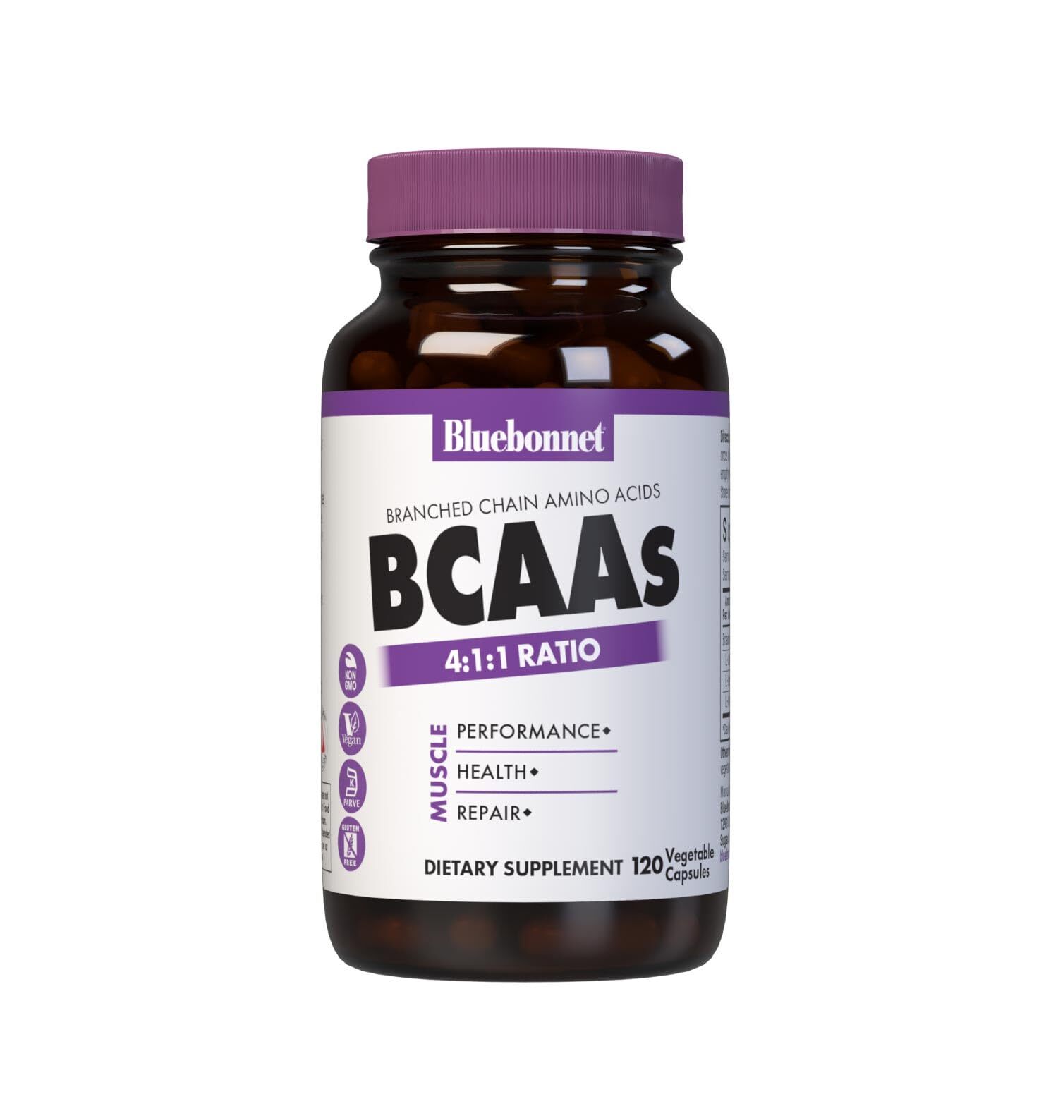 120 Count BCAA Capsules 411 Ratio L Leucine Isoleucine Valine Vegan Non GMO