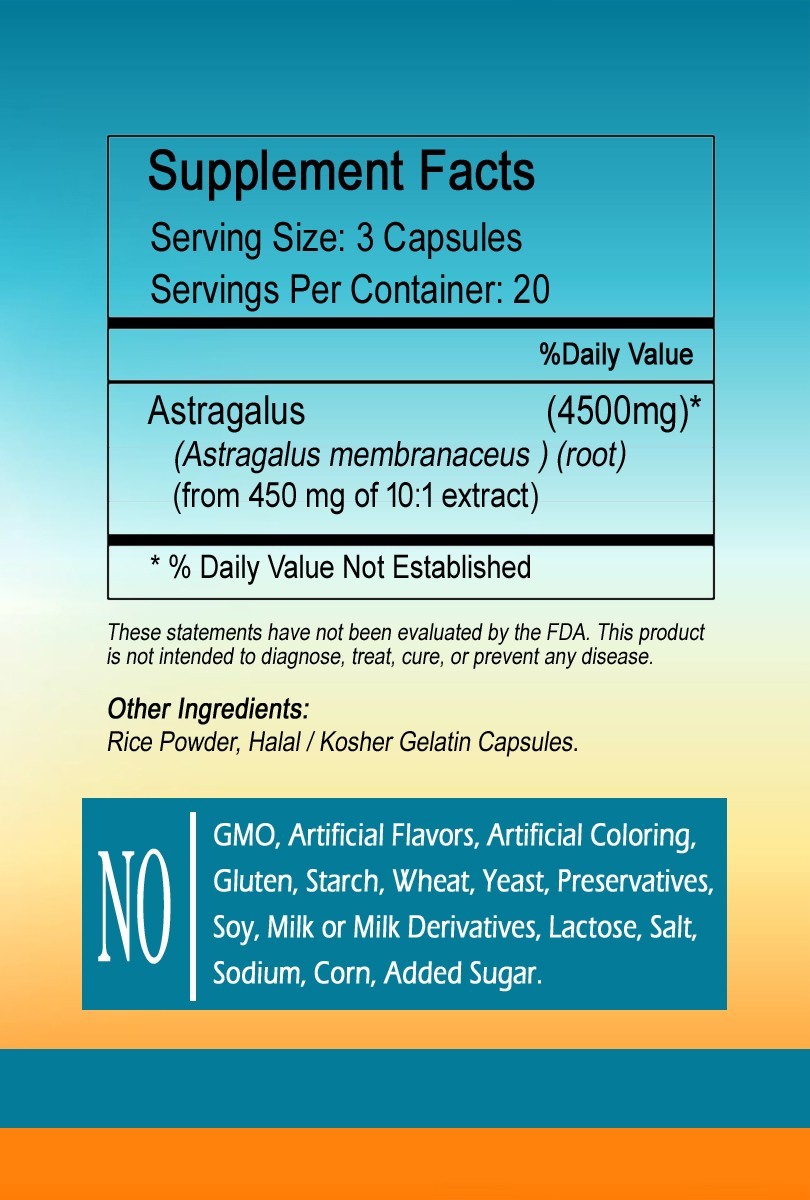 Astragalus Extract, 4500 mg Capsules serving- limited stock