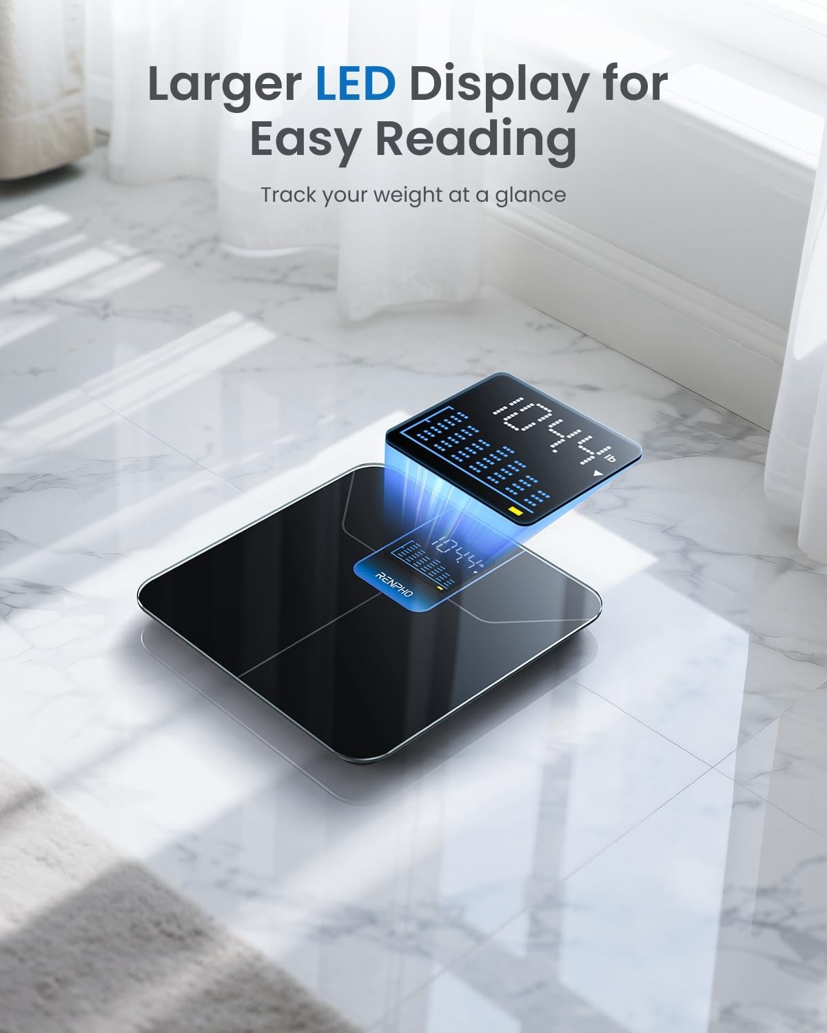 Digital Bathroom Scale with Large LED Display, 400lbs Capacity, 7-Day Weight Tre
