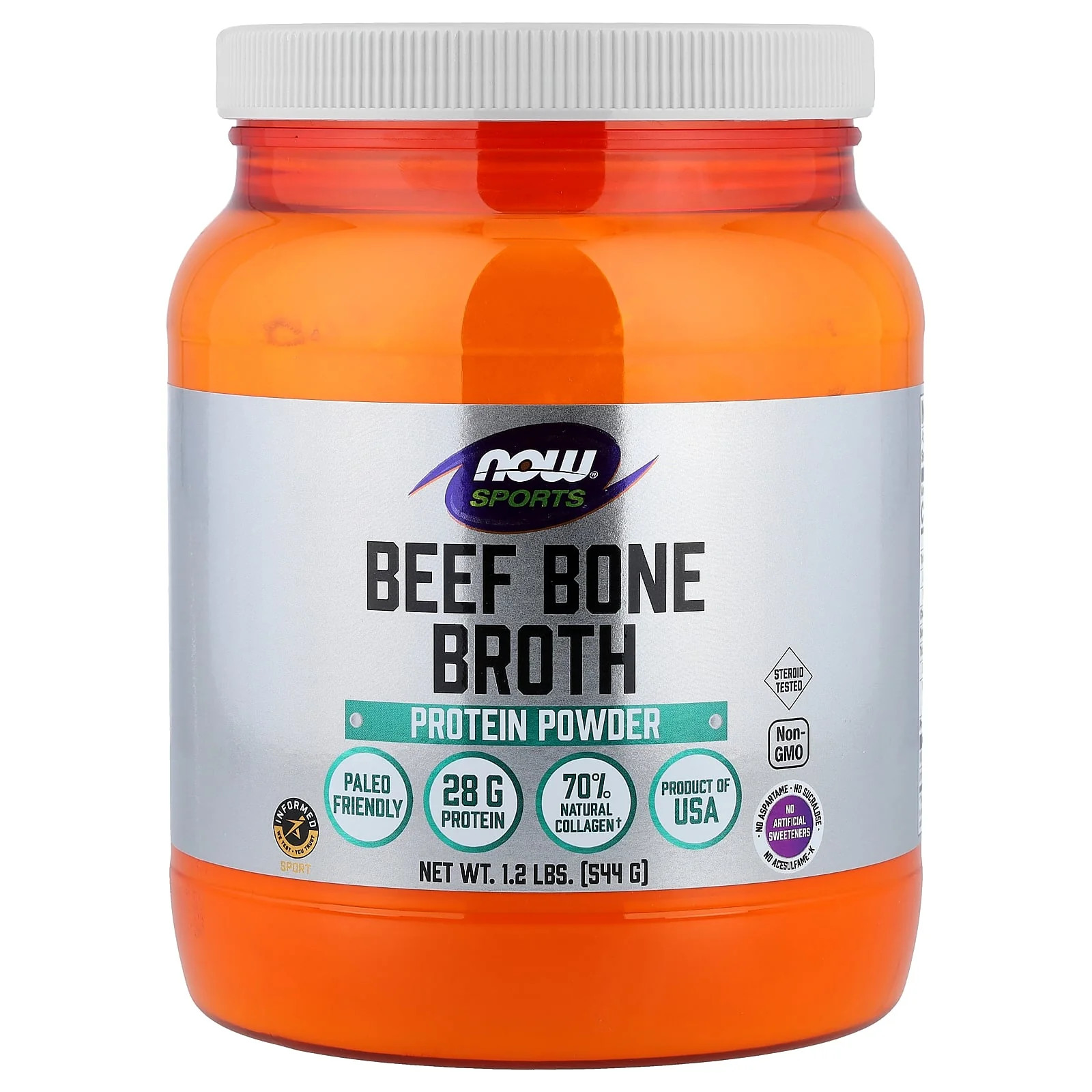 2 X NOW Foods, Sports, Beef Bone Broth Protein Powder, 1.2 lbs (544 g)