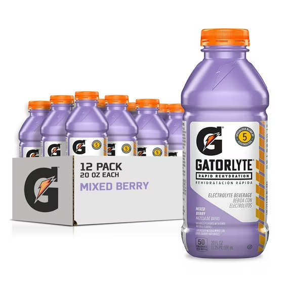 “(12 pack) Gatorade Gatorlyte Mixed Berry Electrolyte Sports Drink, 20 fl oz