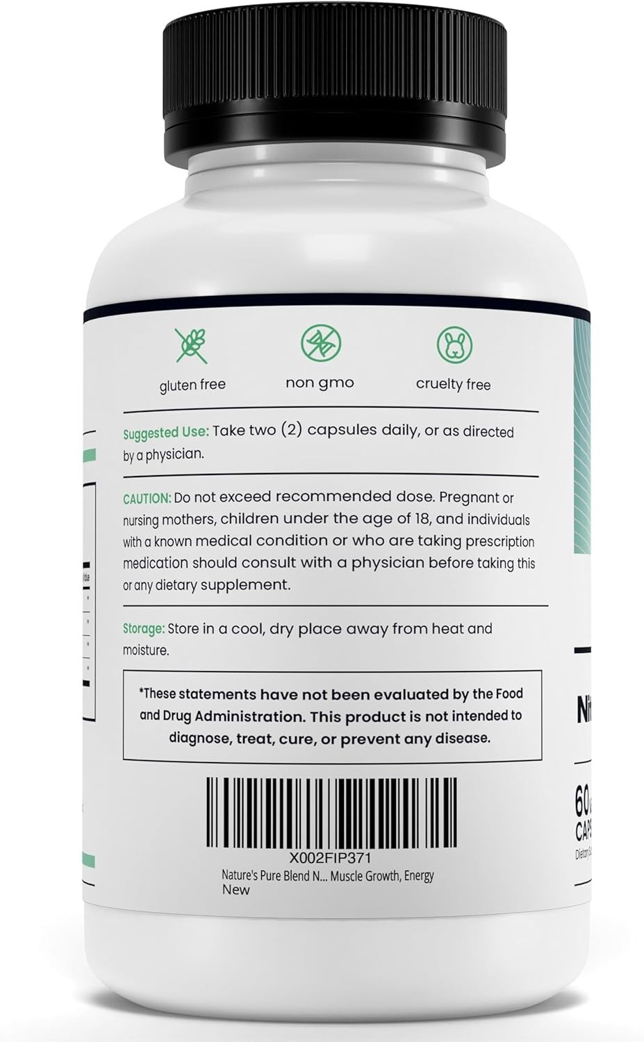 Nature’s Pure Blend Nitric Oxide Booster L-Arginine L-Citrulline 60 Capsules