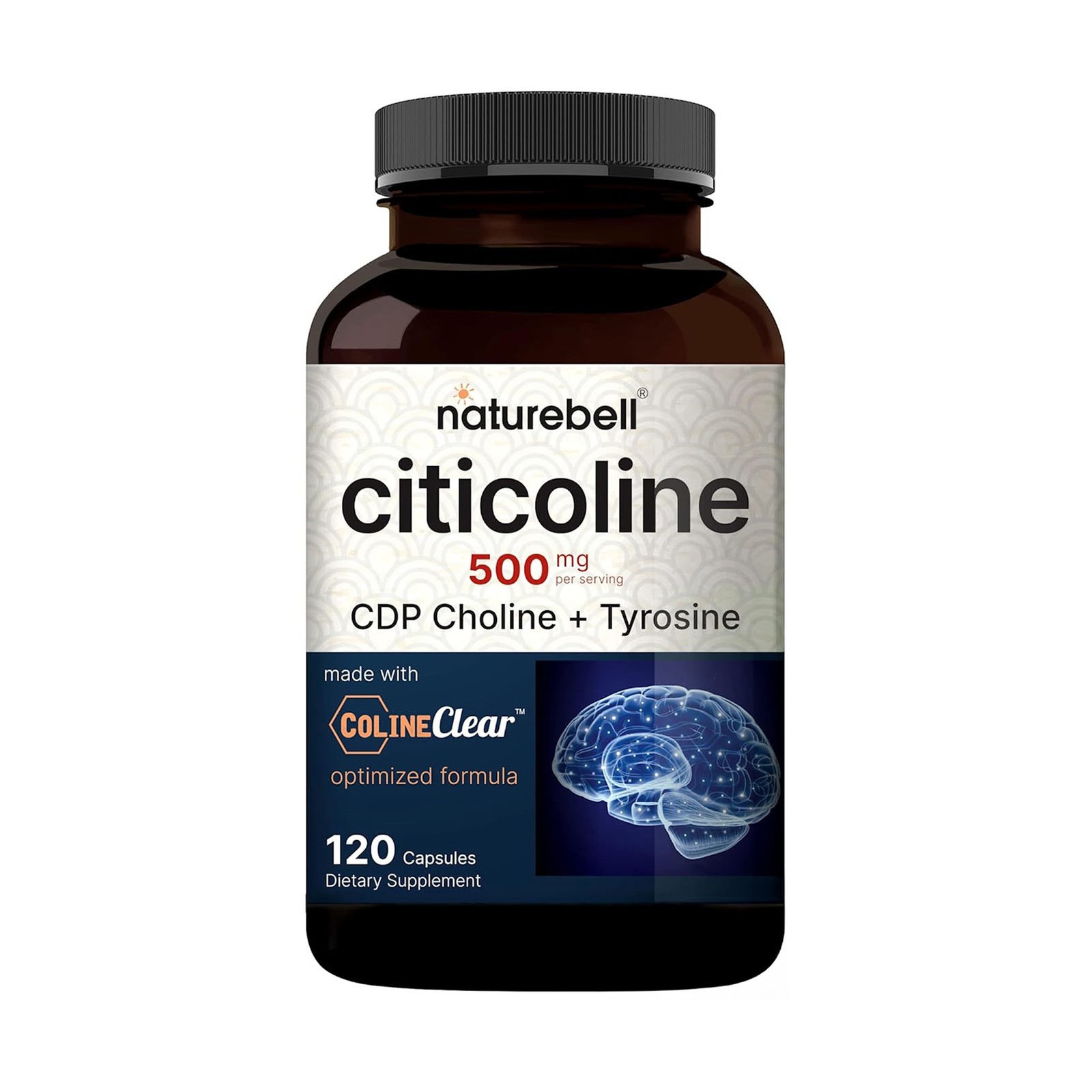 NatureBell Citicoline 500mg 120 Capsules CDP Choline Focus – 60 Servings
