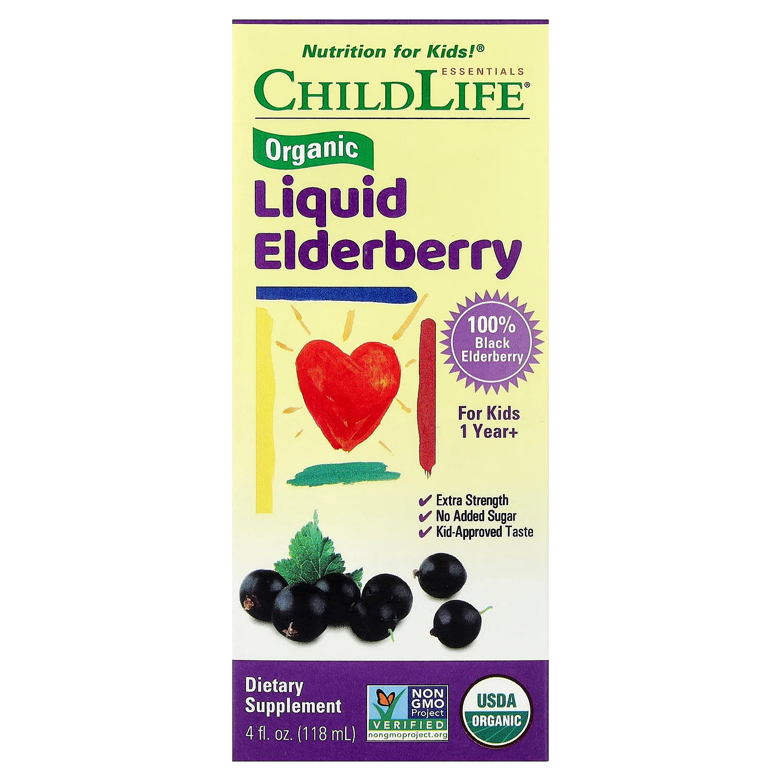 2 X ChildLife Essentials, Organic Liquid Elderberry, For Kids 1 Year+, 4 fl oz
