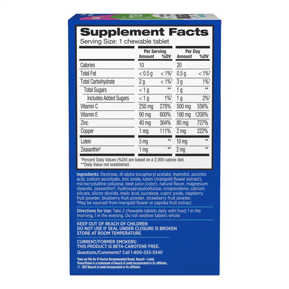 PreserVision AREDS 2 Formula Eye Vitamin with Lutein Zeaxanthin Mixed Berry Chew