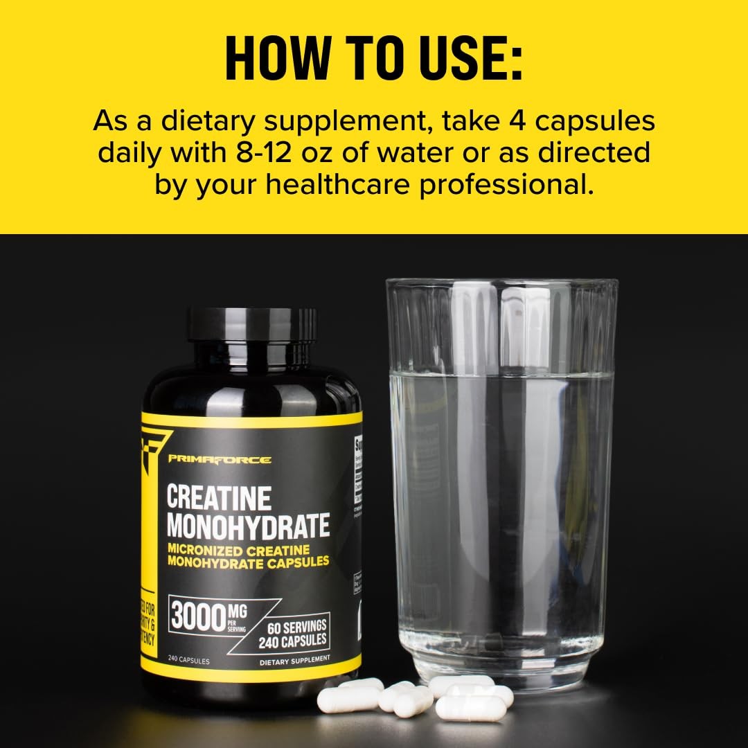 Primaforce Creatine Monohydrate Capsules – 240 240 Count (Pack of 1)