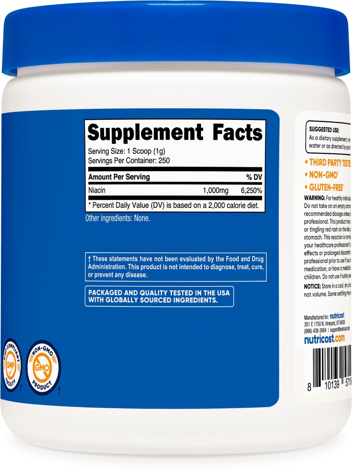 Nutricost Niacin Vitamin B3 Powder 250 Grams – 1G Per Serving