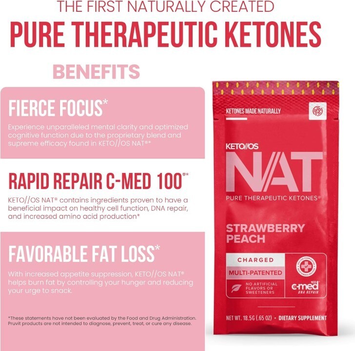 PRUVIT ketone drink Keto Nat STRAWBERRY PEACH Charged FREE SHIPPING EXP 11/27