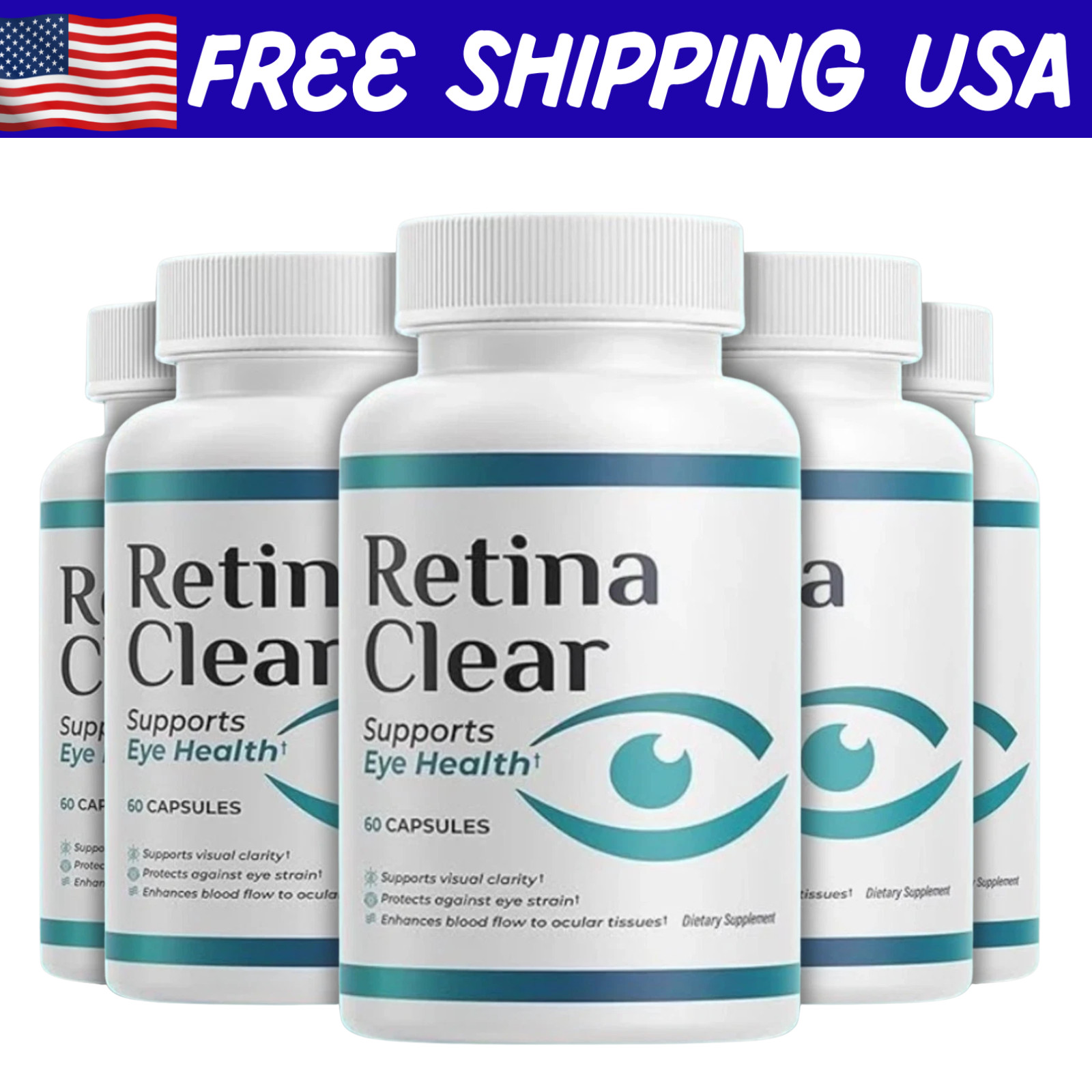 Pack) (5 Retina Clear Capsules, RetinaClear Eye Health Support (300 Capsules)