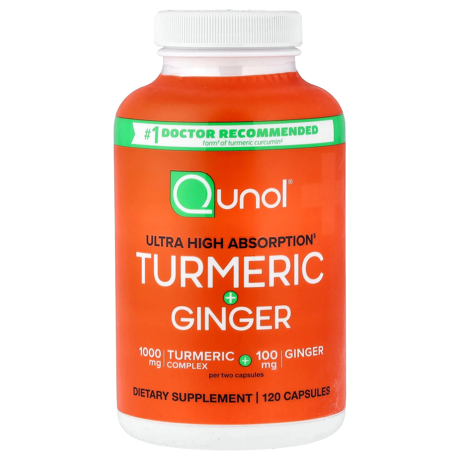 2 X Qunol, Turmeric + Ginger, Ultra High Absorption, 120 Capsules