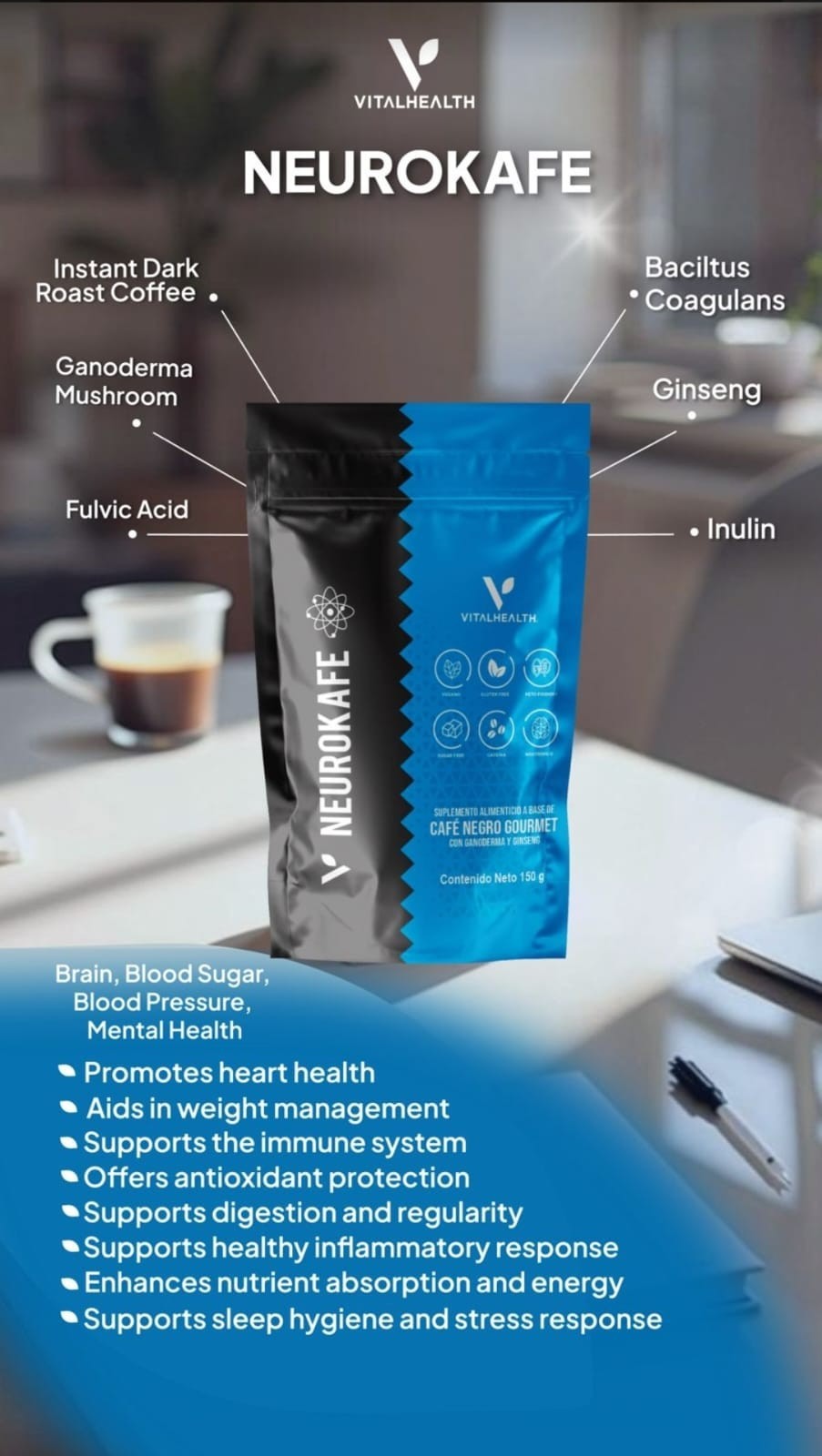 VitalHealth Neurokafe The Brain-Gut Coffee Fusion Promotes Gut-Brain