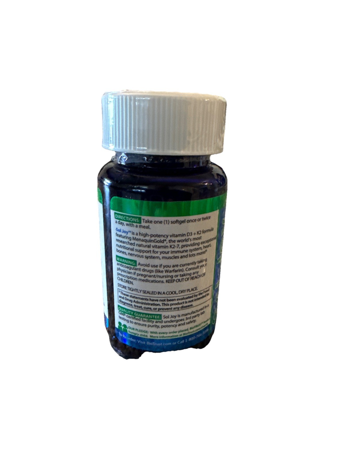 BioTrust Daily D3 + K2 dietary supplement. 60 Softgels Exp 6/26
