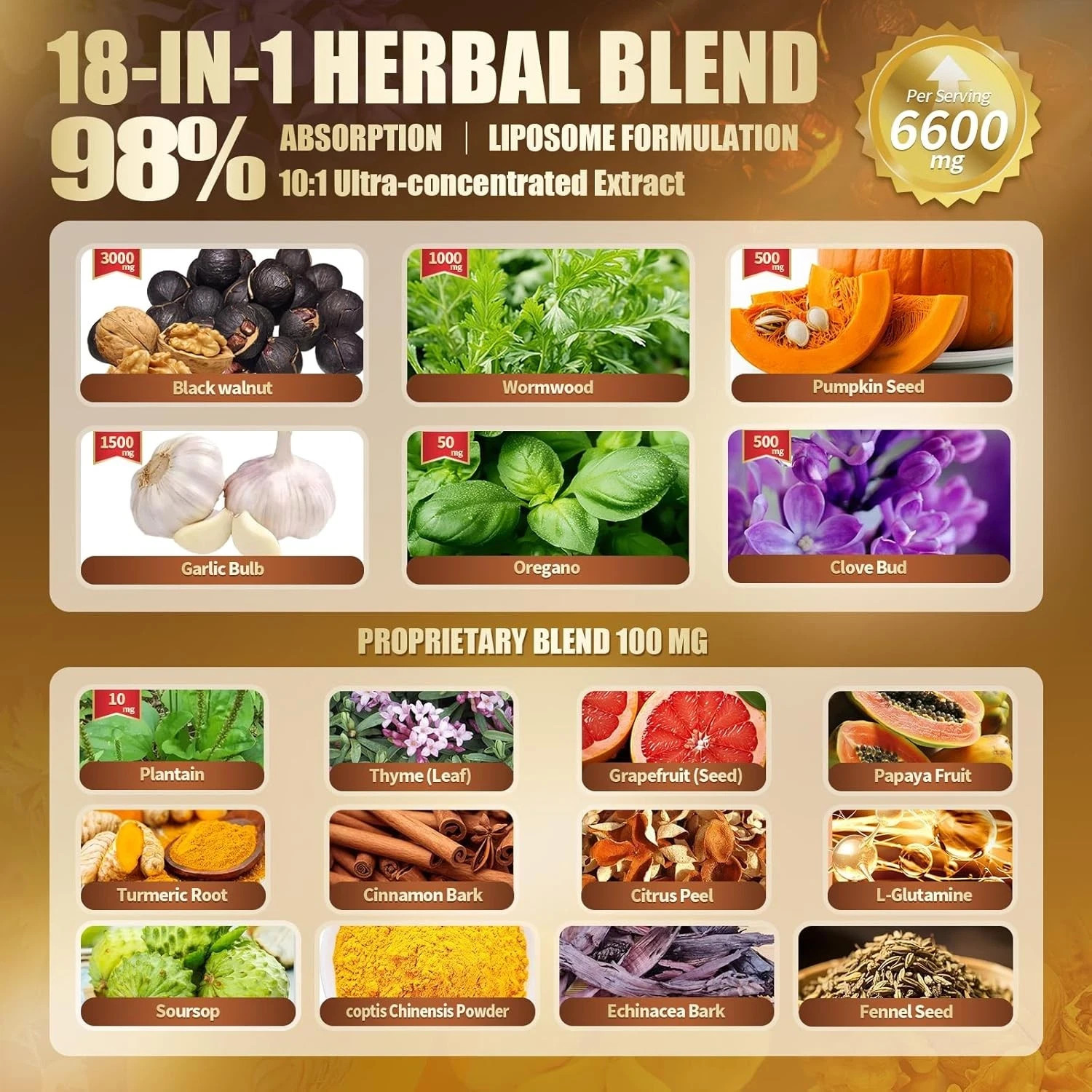 18-in-1 Black Walnut Wormwood Cleansing Formula designed for Humans, 80 Day