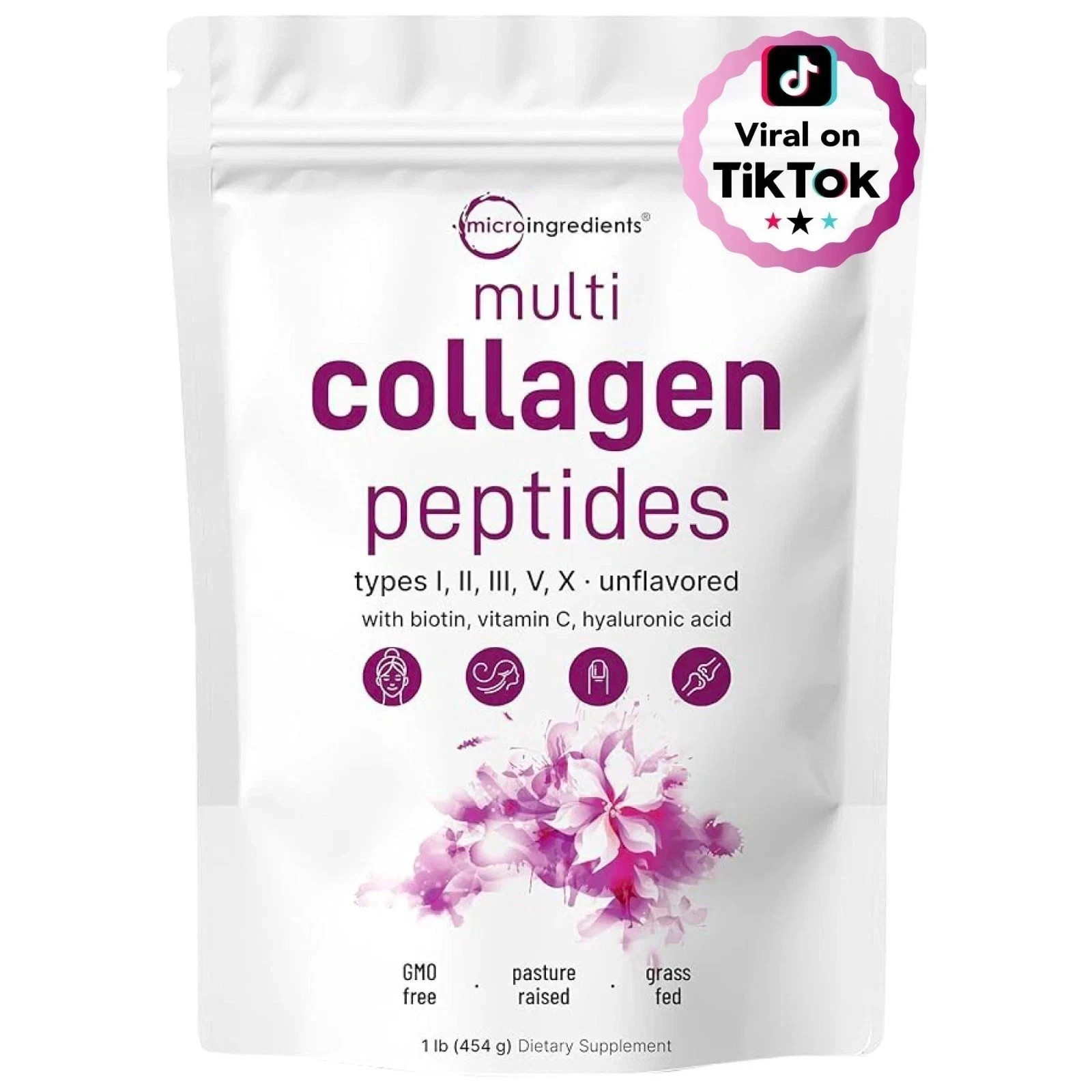 Micro Ingredients Multi Collagen Peptides Powder 16oz – Type I II III V X