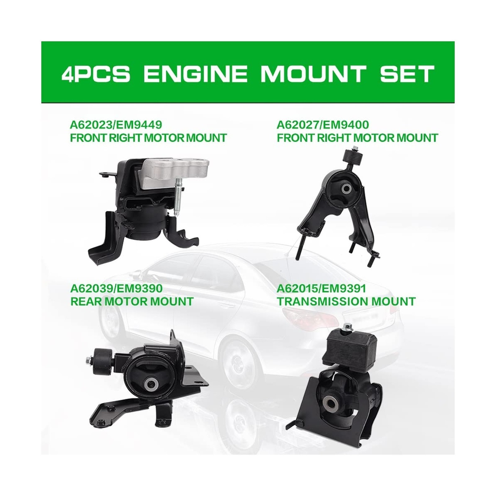 Engine Motor Mount Set – Fit For 09-13 Corolla/Matrix/Vibe – Auto Trans – 4pc