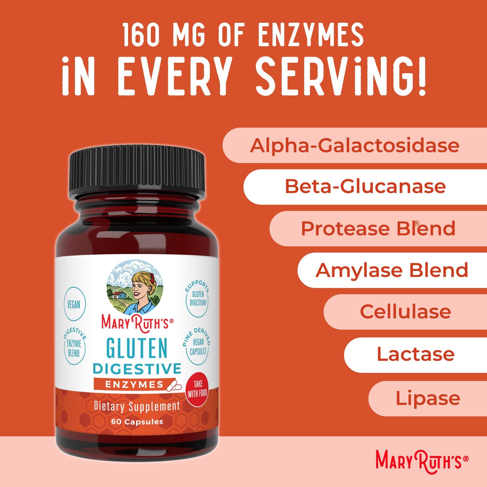 MaryRuth’s Gluten Digestive Enzymes | Up to 2 Month Supply | Proprietary Enzy…