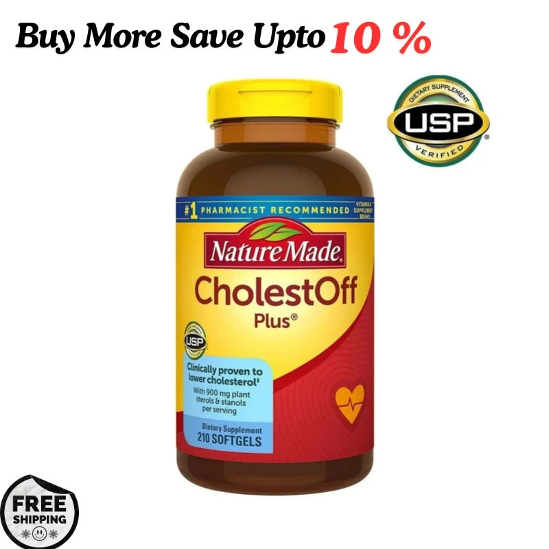 Nature Made CholestOff Plus 900mg 210 Softgels Lower Cholesterol Expiry 12/2027