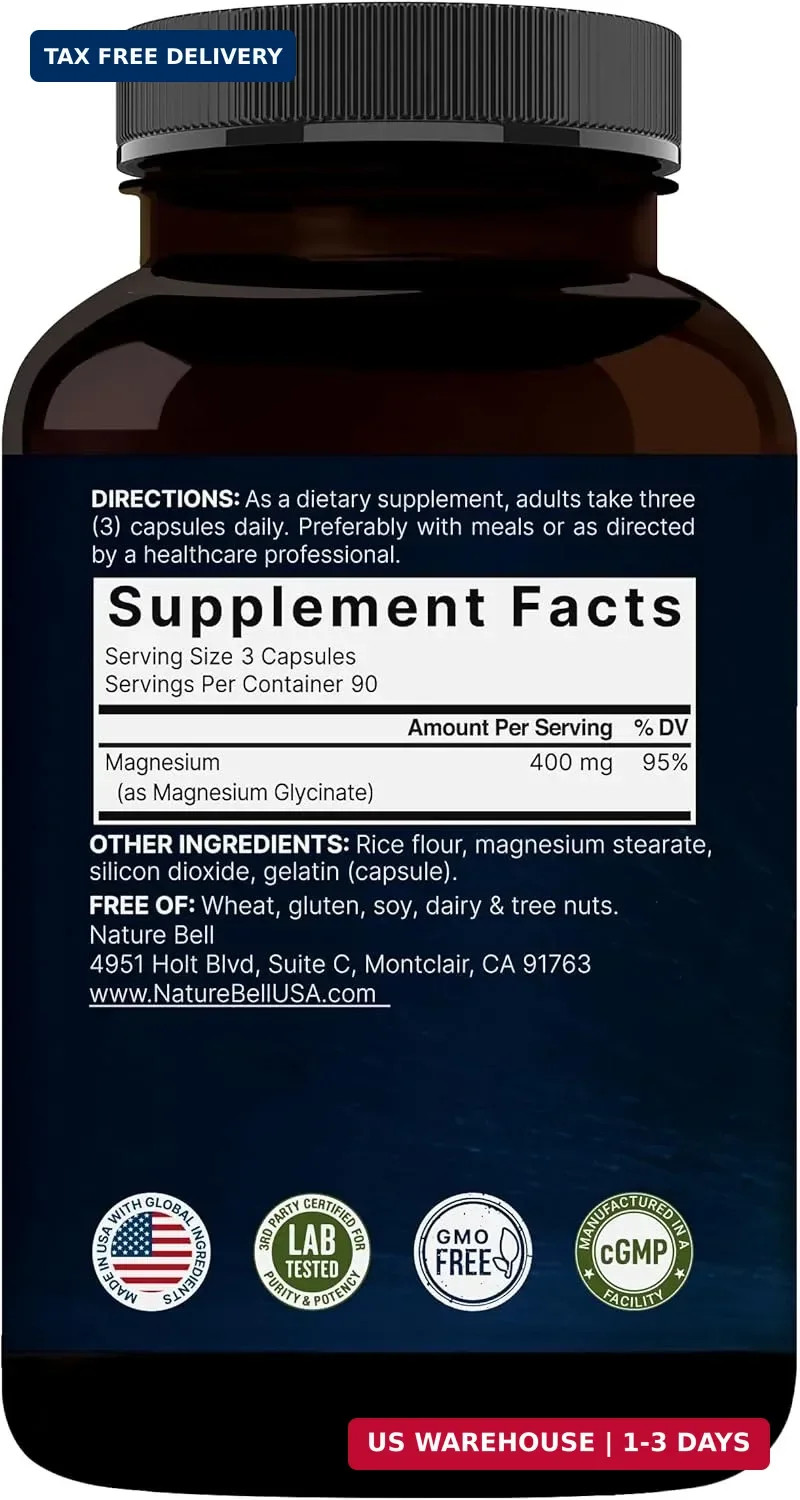 Glicinato De Magnesio De Maxima Potencia 400 Mg 270 Capsulas– 100% Chelated Max