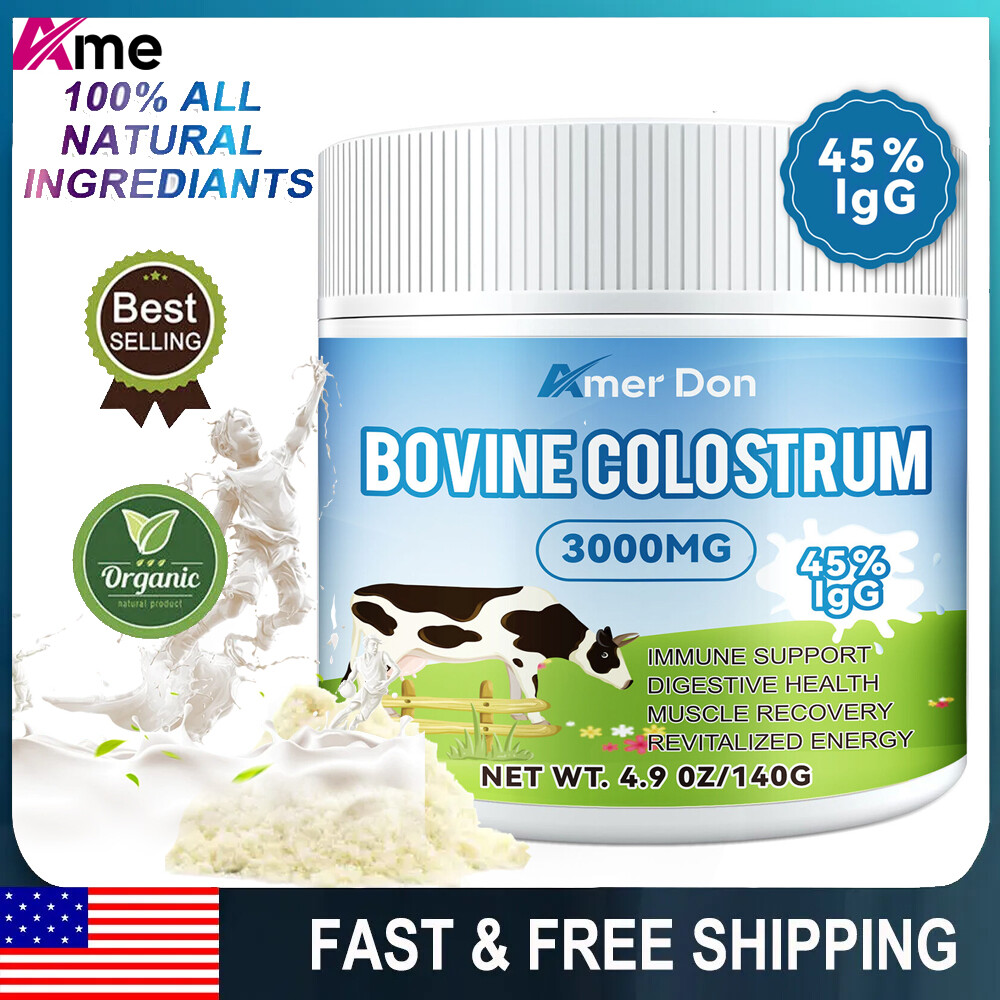 Premium Bovine Colostrum Powder,First Milking 140g/4.9oz 45% IgG 3000MG