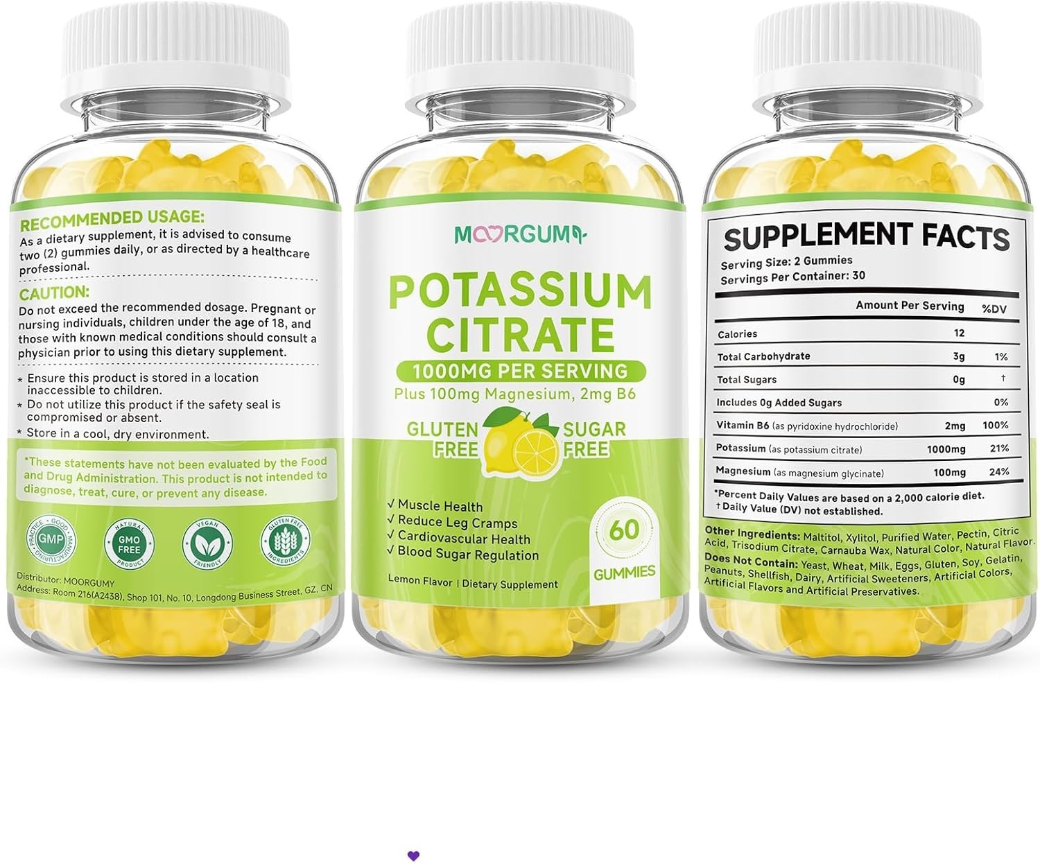 Potassium Citrate 1000mg Gummies, Potassium Supplement for Adults Women and Men,