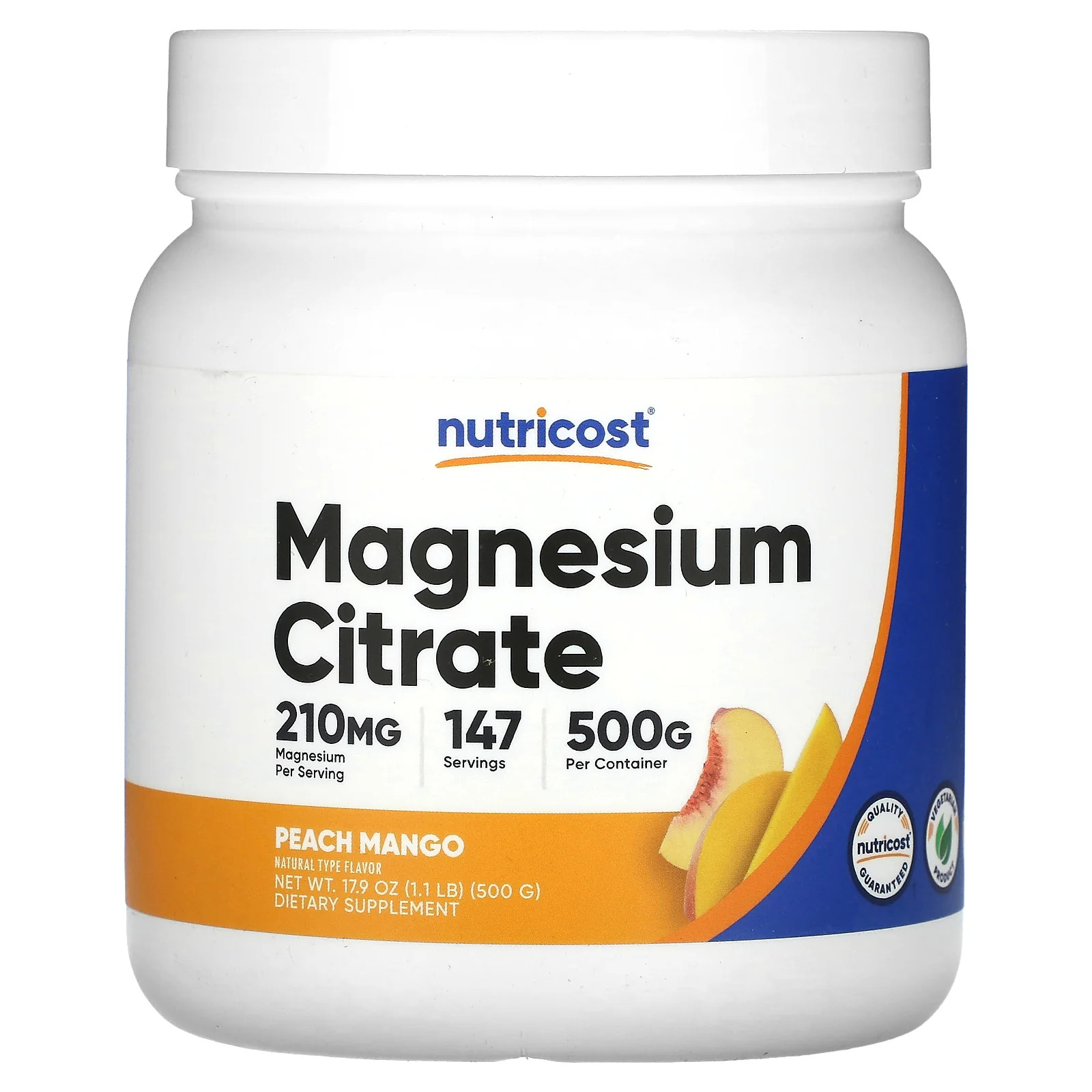 2 X Nutricost, Magnesium Citrate, Peach Mango, 17.9 oz (500 g)