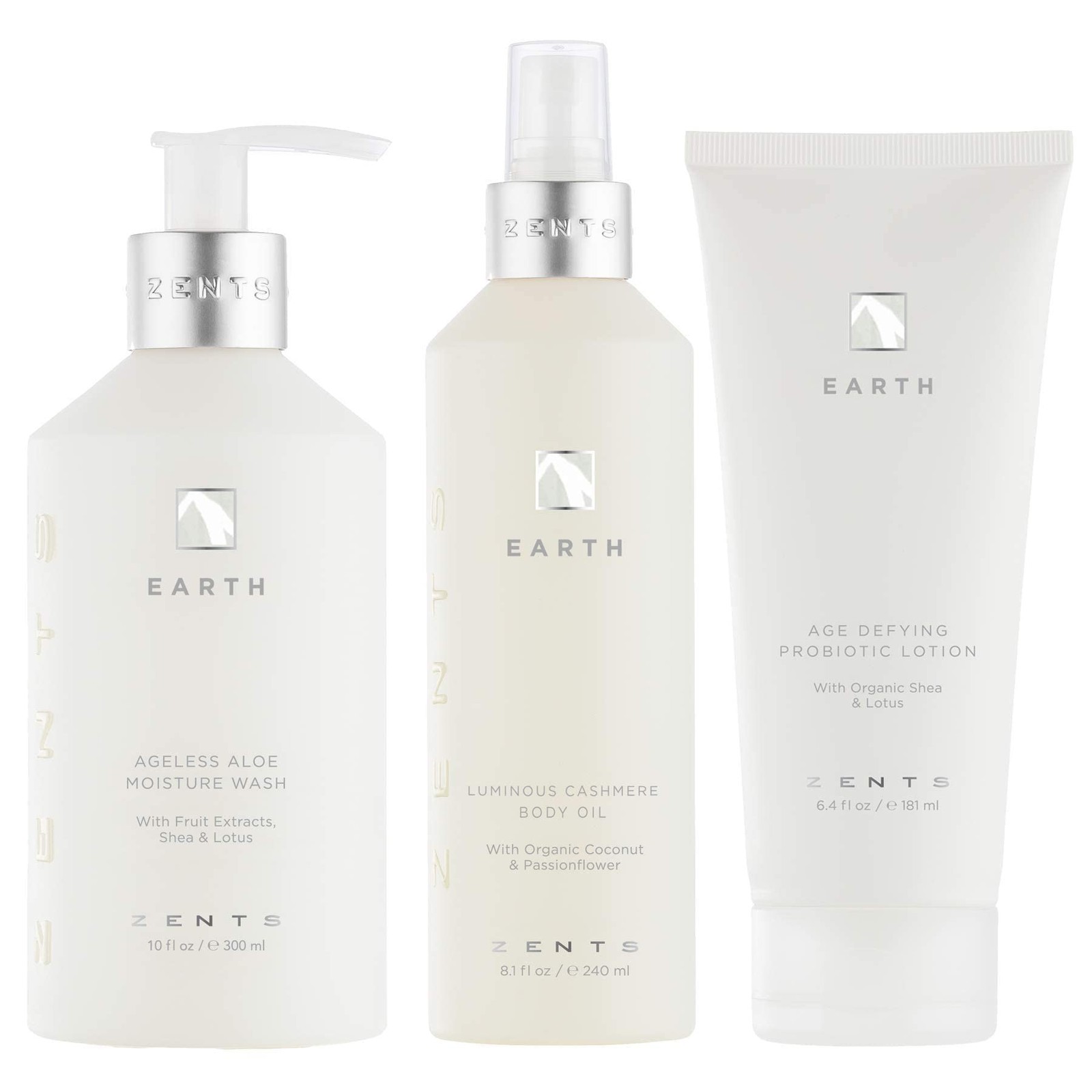 ZENTS Age-Defying Body Wash, Lotion & Cashmere Oil Set (Earth Fragrance) | Mo…