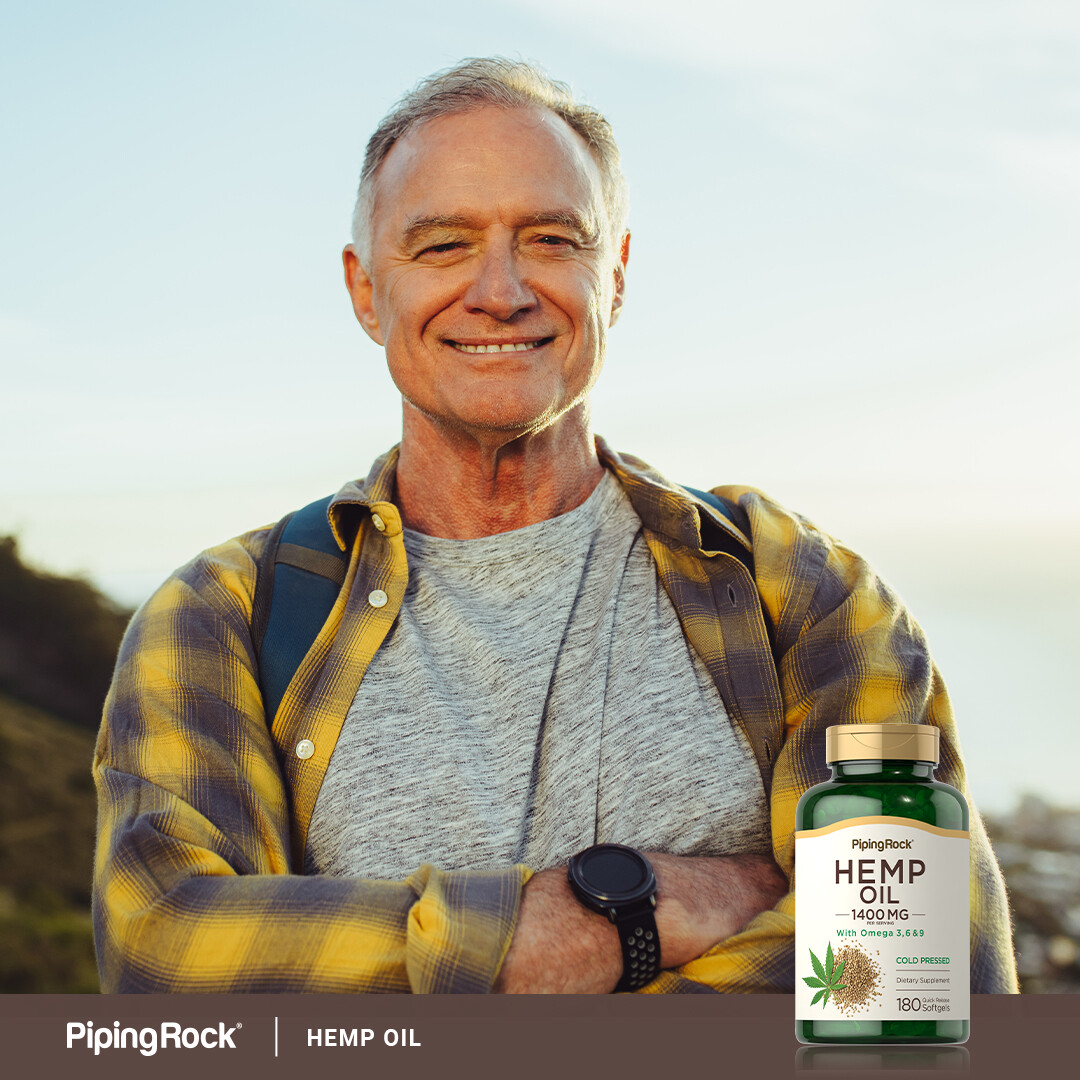 Hemp Oil Capsules 1400mg | 180 Softgels | Omega 3 6 9 | Non-GMO | by Piping Rock