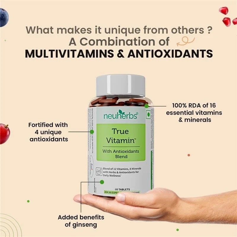True MultiVitamin Supplement With Minerals, Vitamin C B D , Iron & Zinc Y896